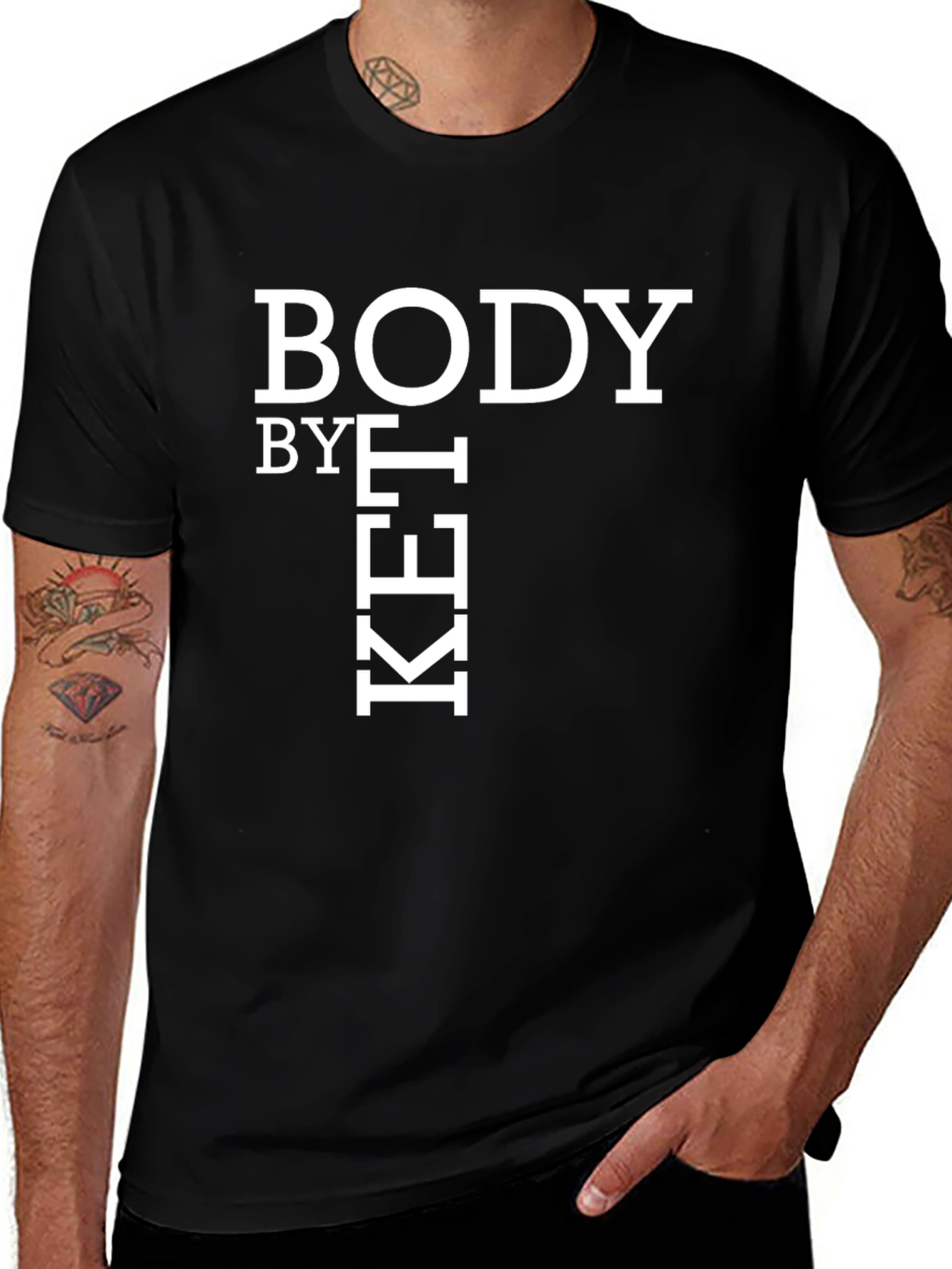 Variant 18 of Body By K Tee - Men's Black Graphic T-Shirt