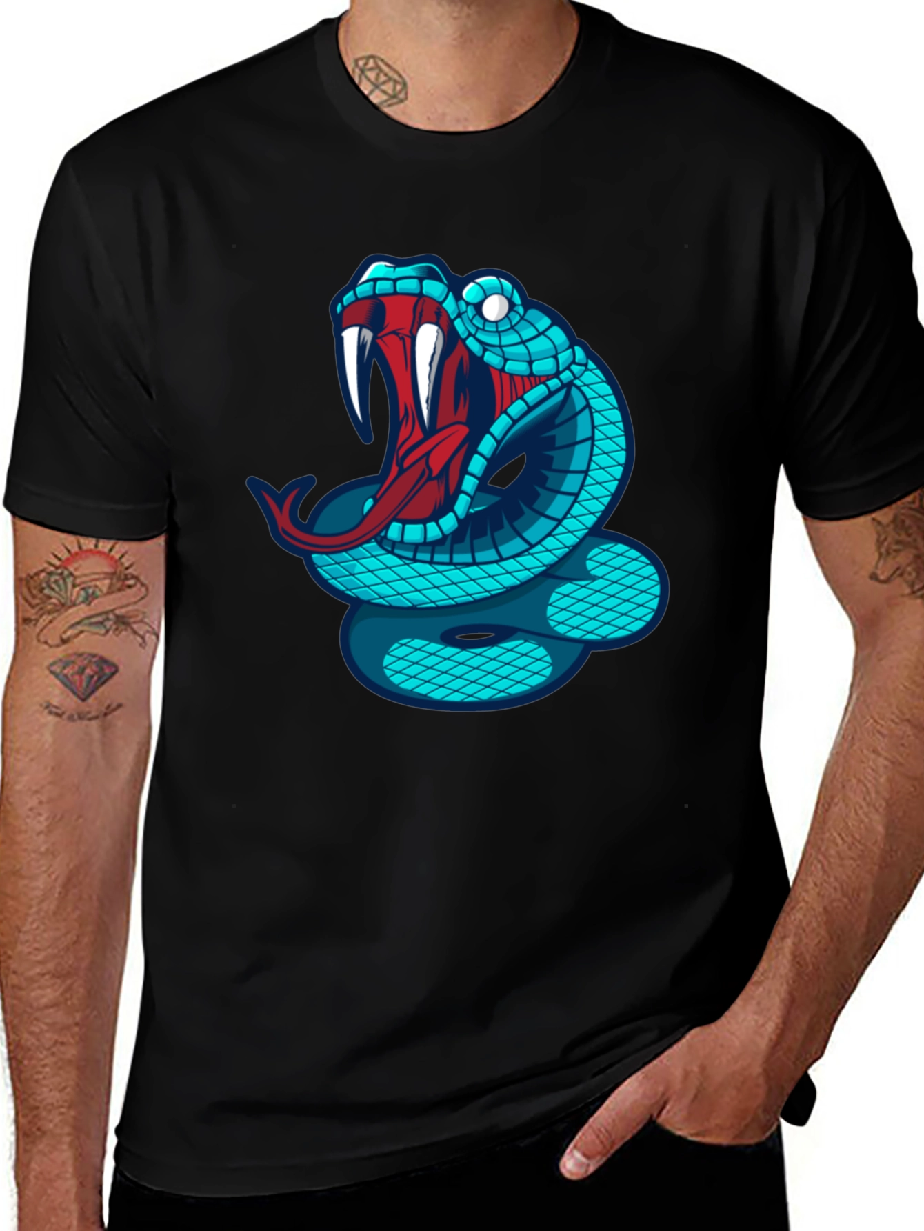 Variant 14 of Snake Cobra Graphic Tee - Men's Black T-Shirt