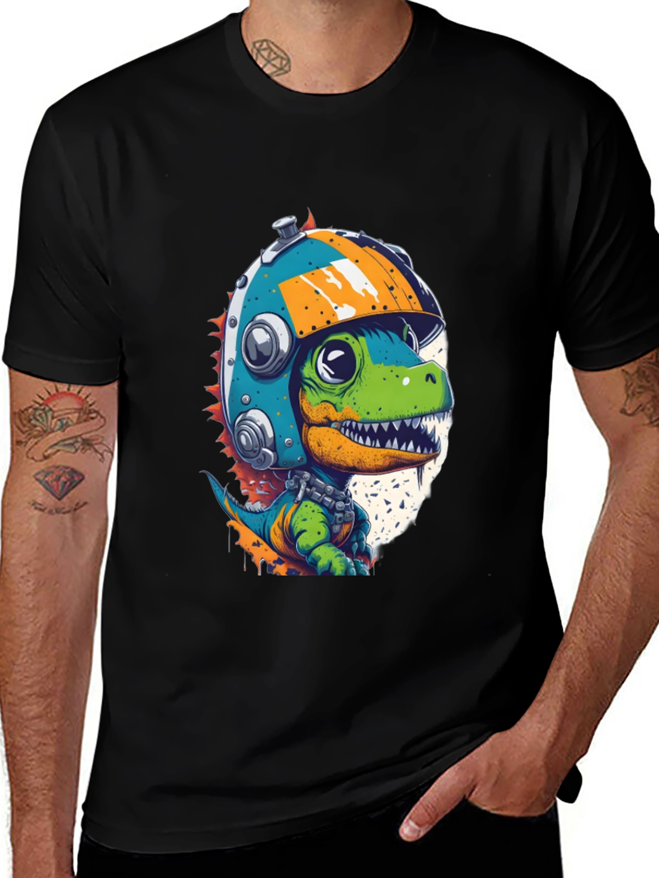 Variant 7 of Dino Rider Graphic Tee - Cool Cartoon Dinosaur T-Shirt