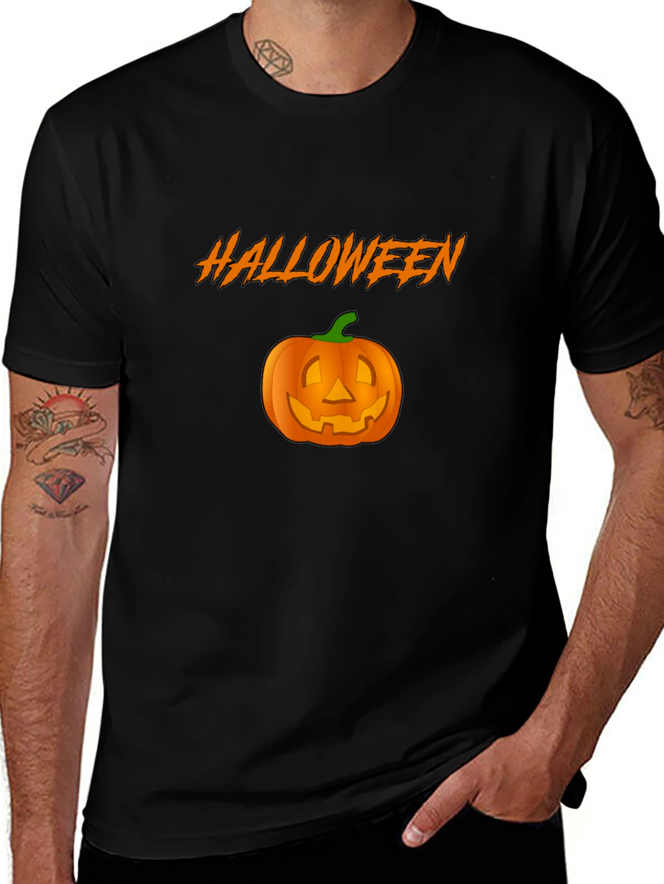 Halloween Pumpkin Graphic Black T-Shirt