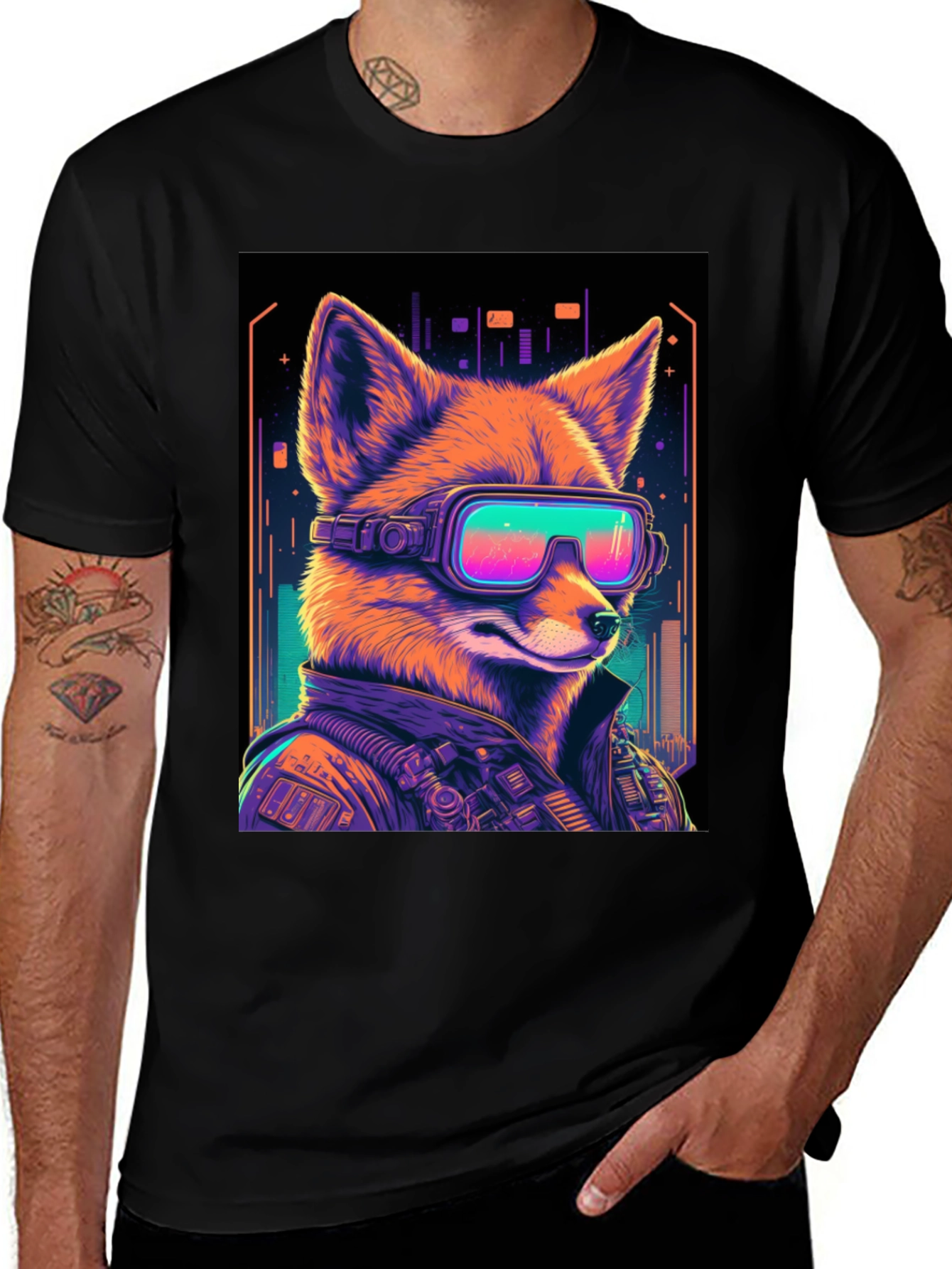 Variant 28 of Cyberpunk Fox T-Shirt