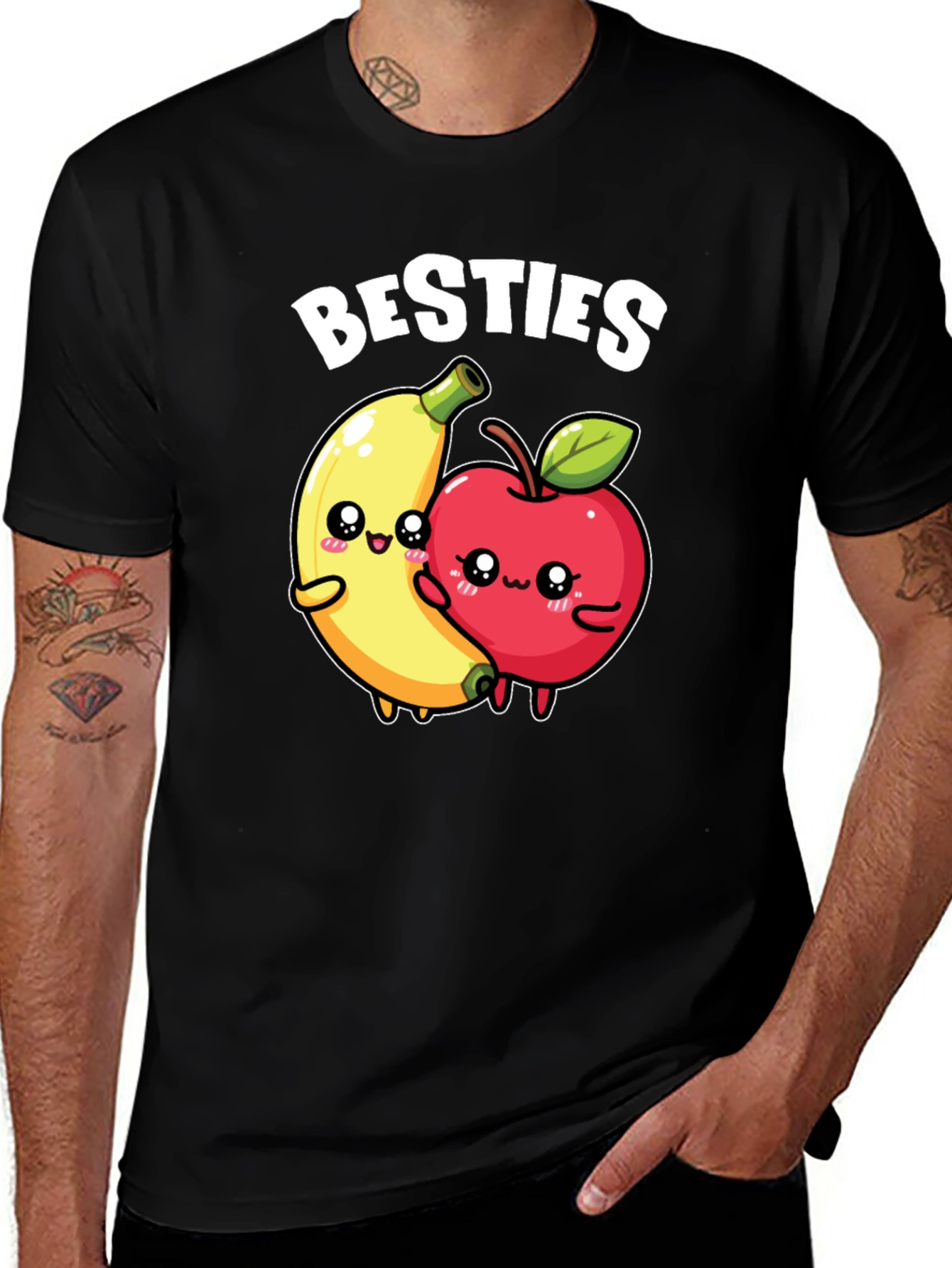 Besties T-Shirt - Cute Banana & Apple Design