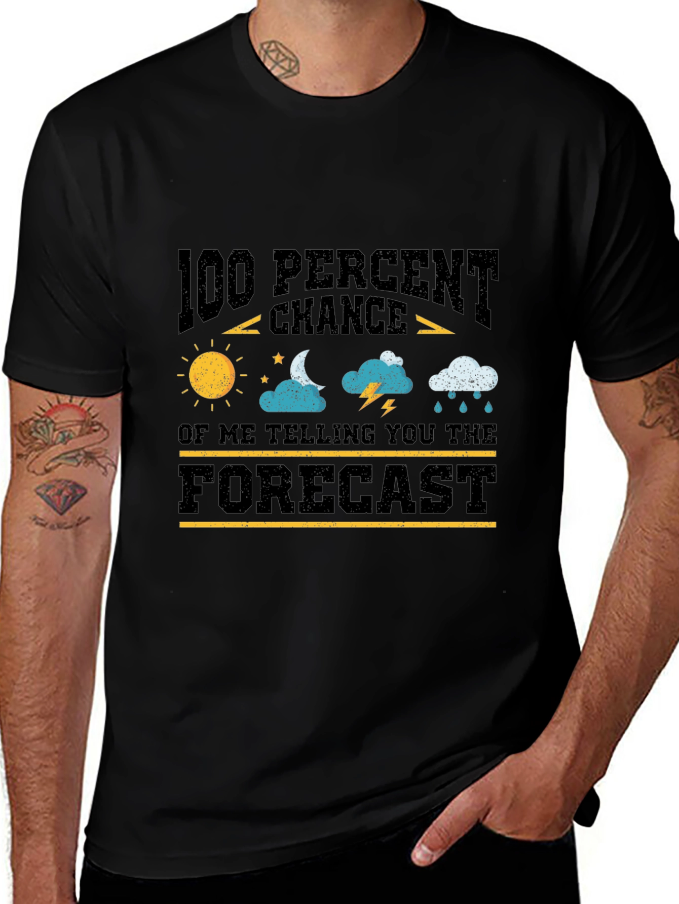 Variant 16 of Funny Weather Forecast T-Shirt - 100% Chance