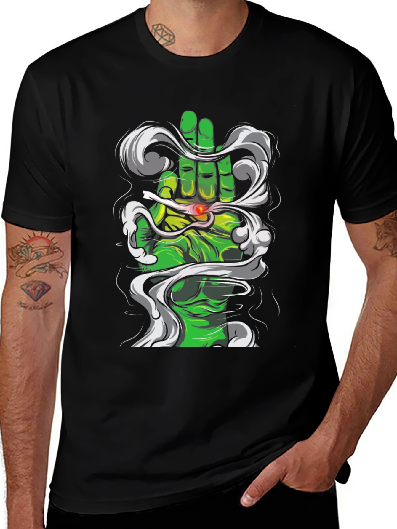 Variant 12 of Green Hand Smoke Graphic T-Shirt