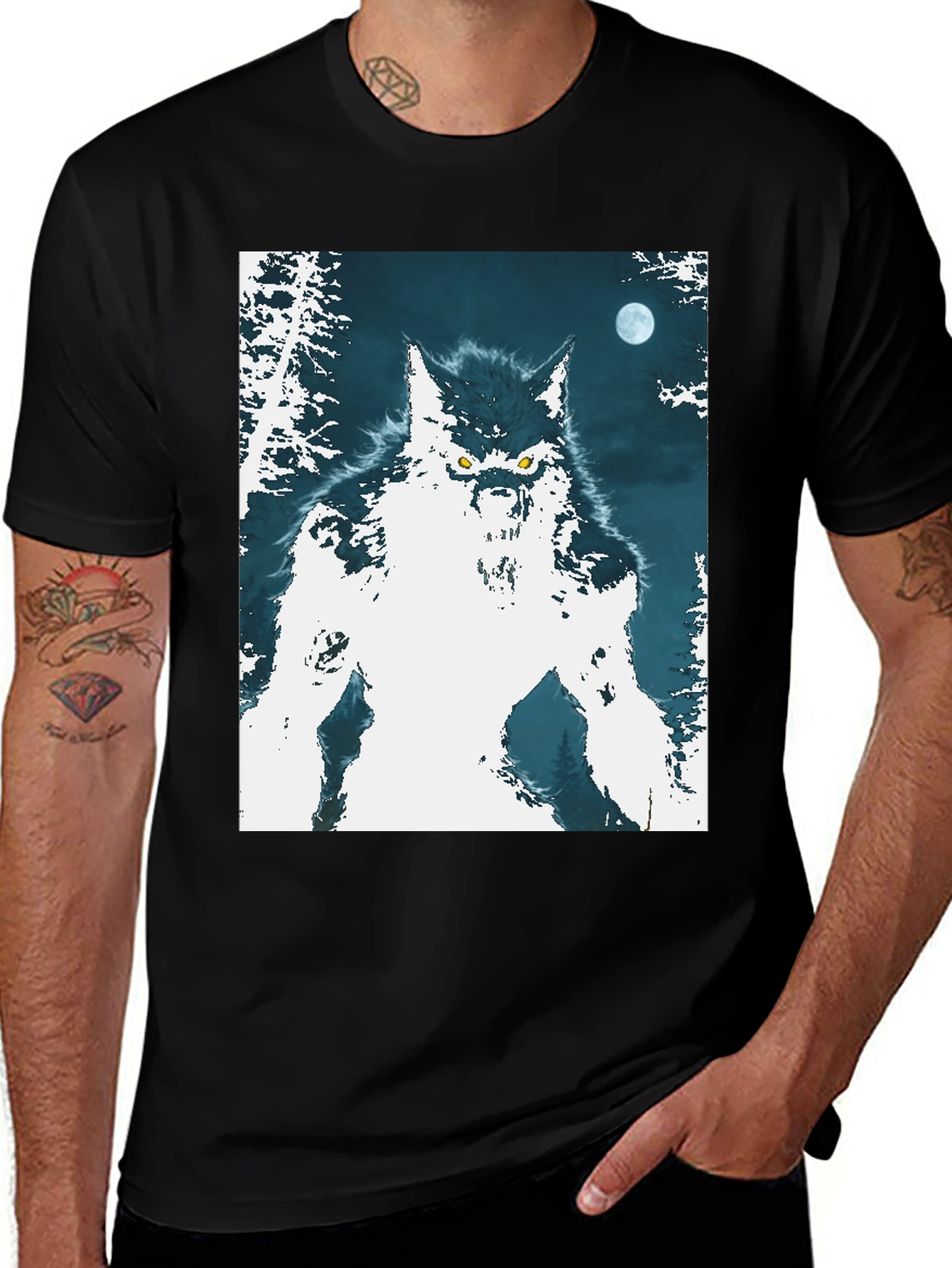 Variant 16 of Werewolf Moon Graphic T-Shirt - Black
