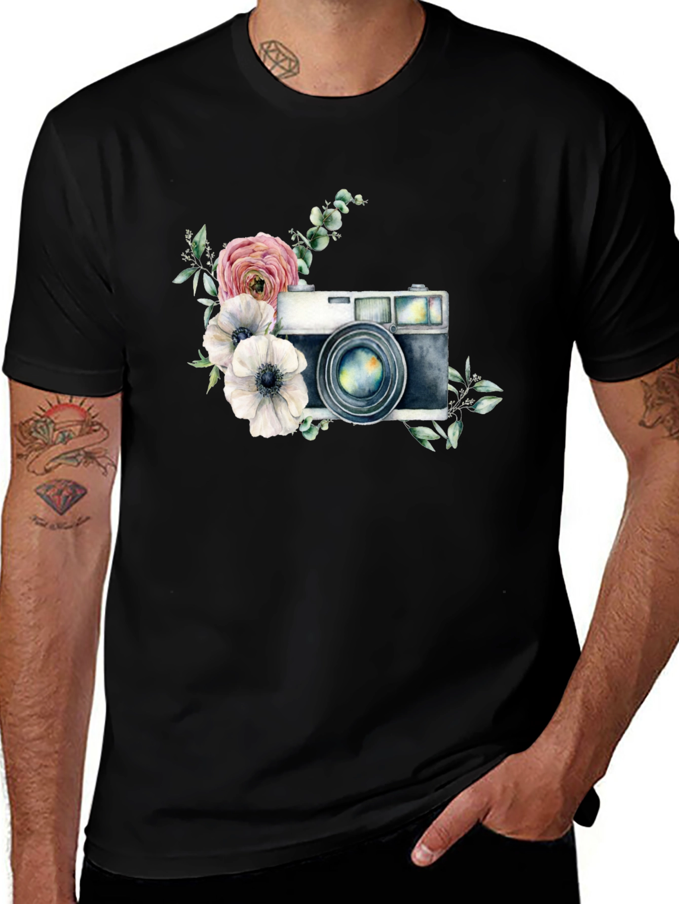 Variant 15 of Floral Camera Graphic T-Shirt - Vintage Style