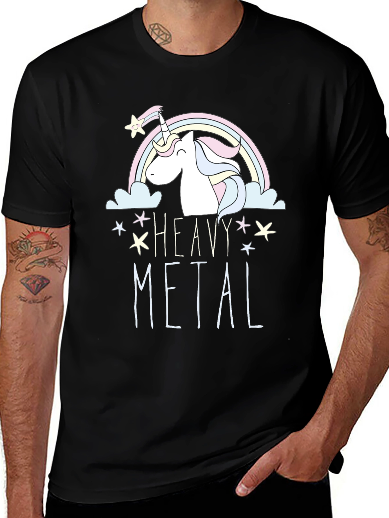Variant 15 of Unicorn Heavy Metal Black T-Shirt