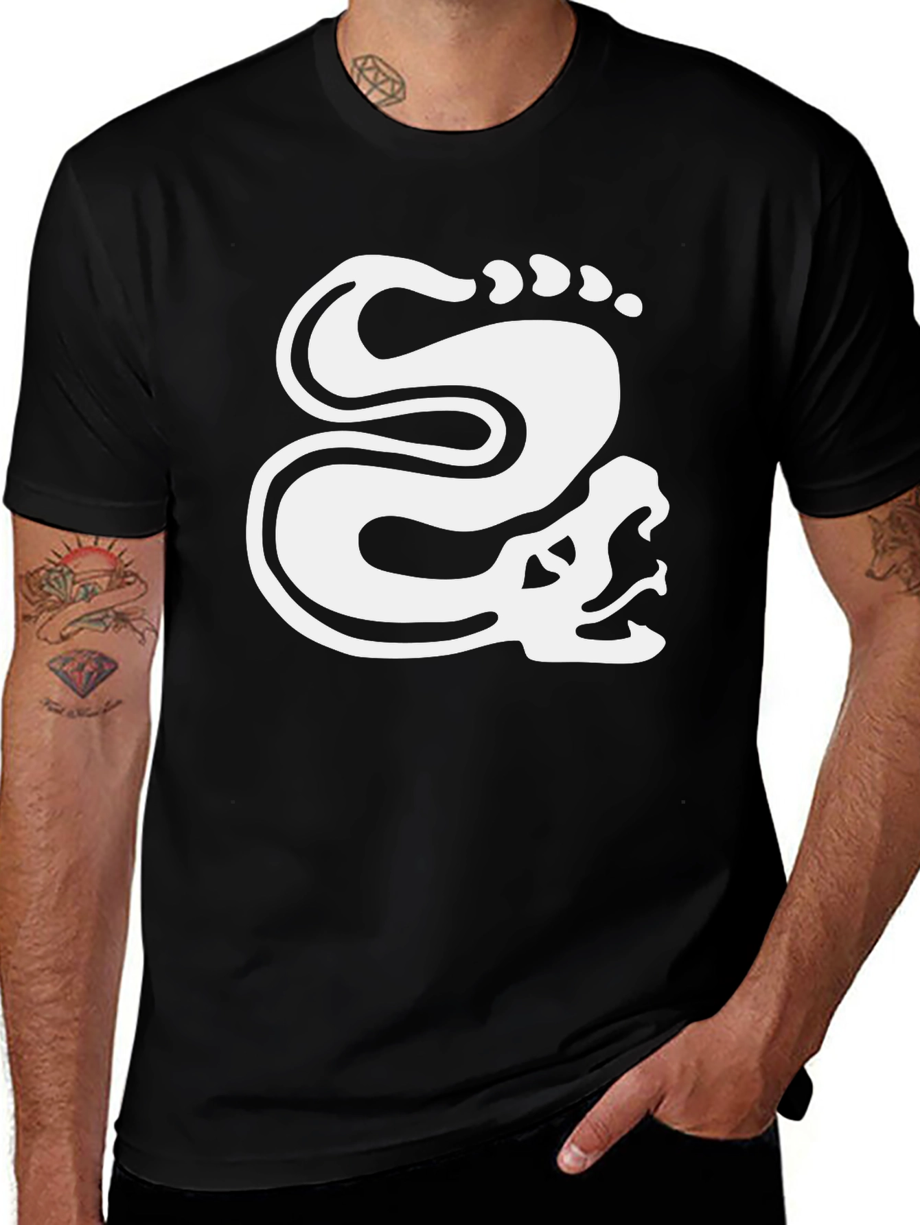 Variant 25 of Quetzalcoatl Graphic Tee - Black Cotton Blend