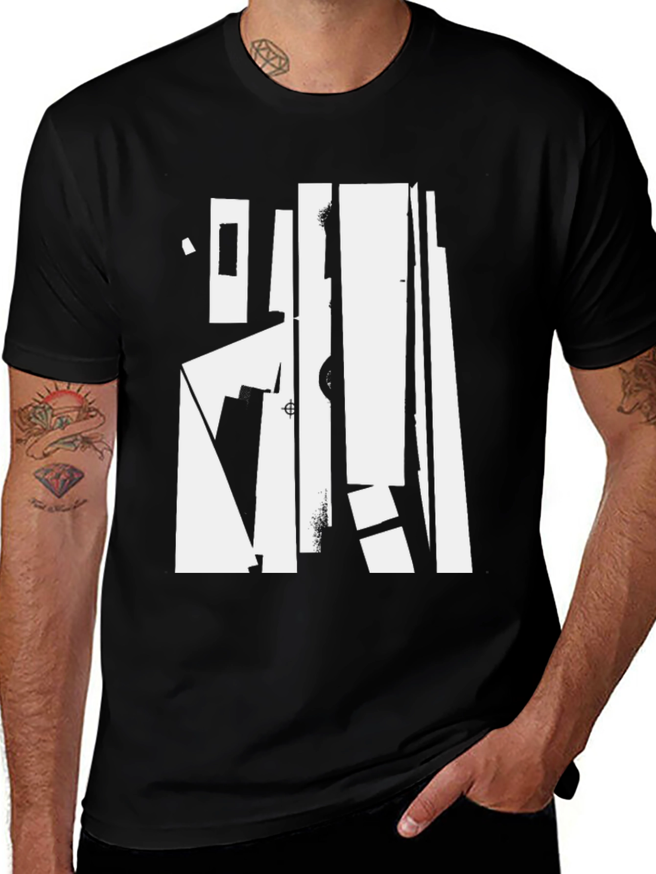 Variant 28 of Abstract Graphic Print Black T-Shirt