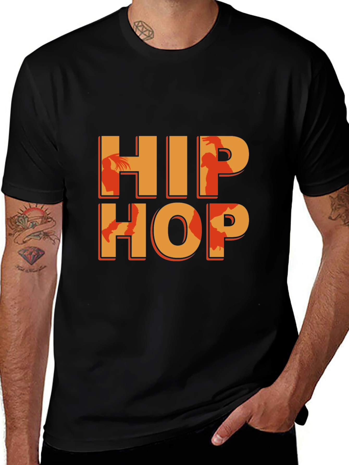 Variant 28 of Hip Hop Graphic Print Black T-Shirt
