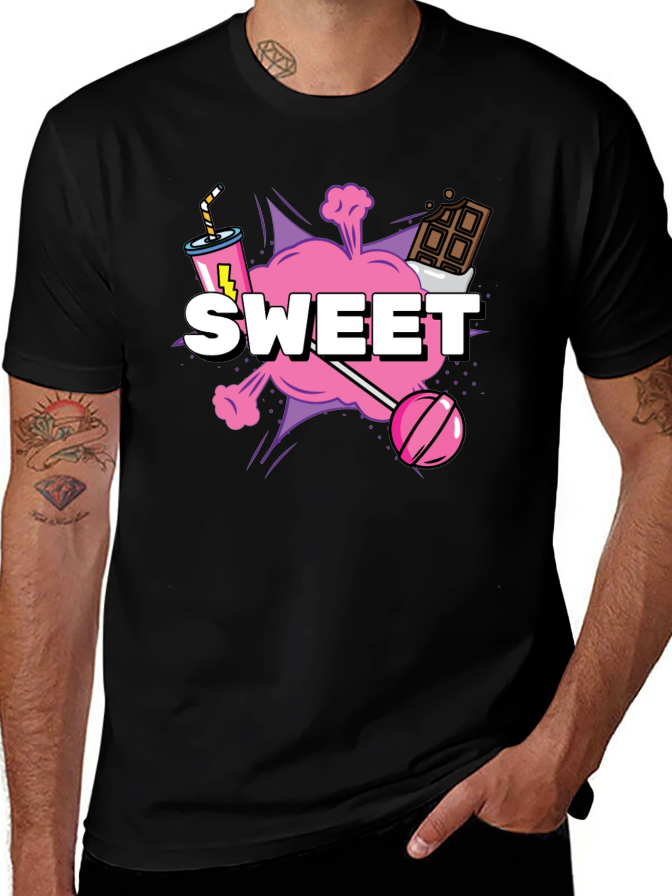 Variant 17 of Sweet Treat Graphic Tee - Black Cotton T-Shirt