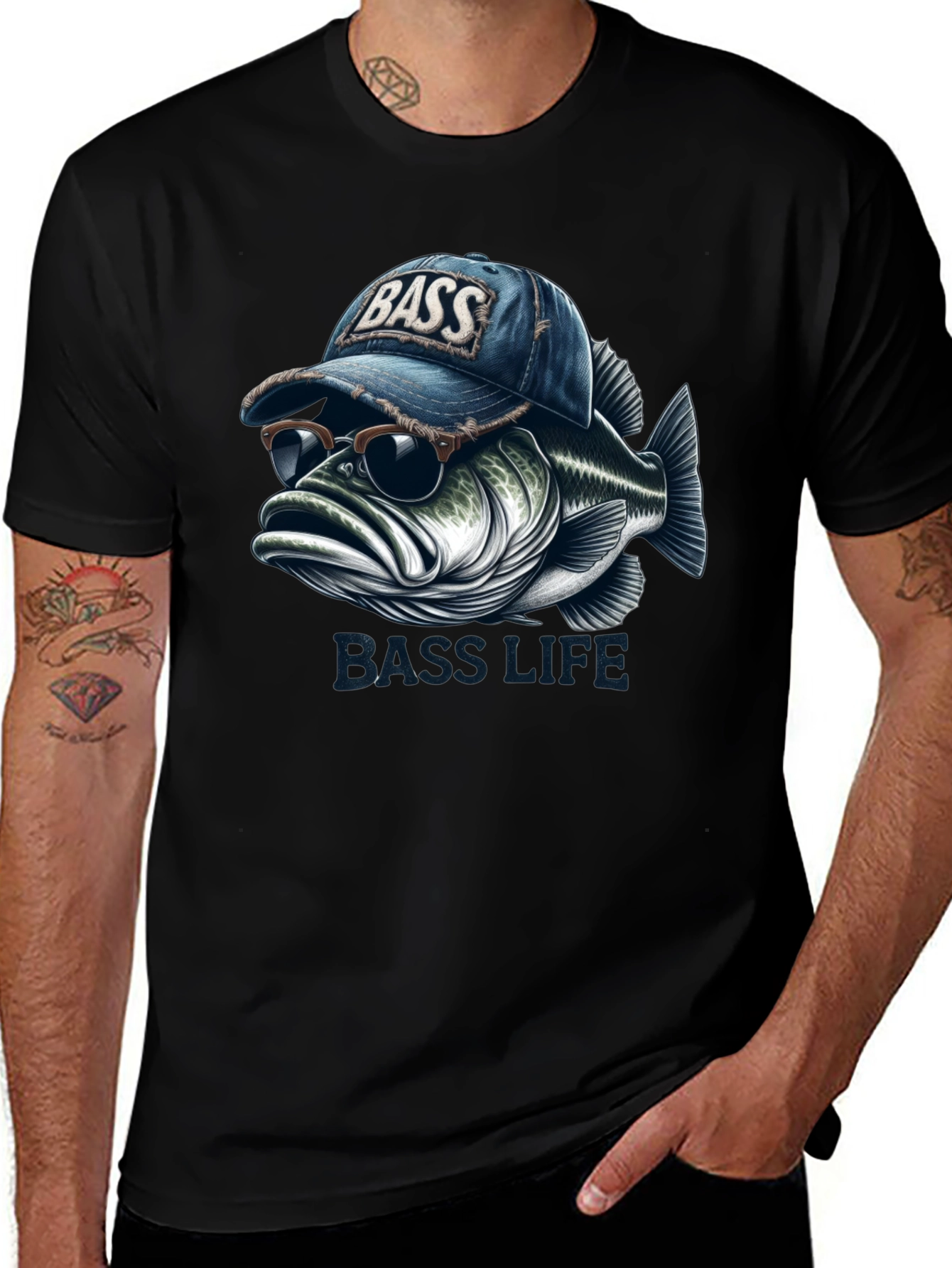 Bass Life Graphic Tee - Cool Fish Design