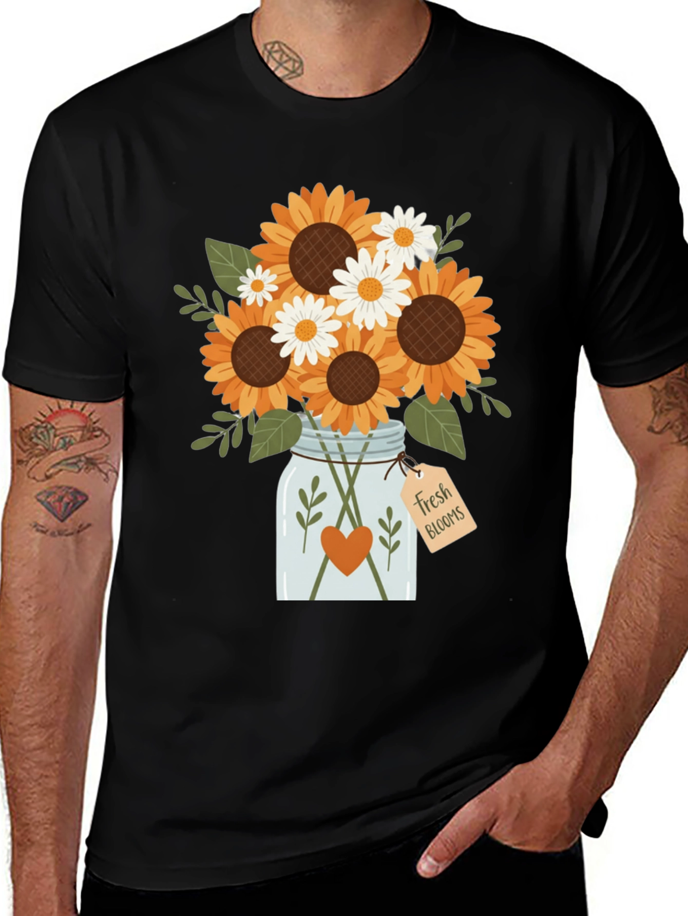 Variant 4 of Floral Bouquet Black T-Shirt
