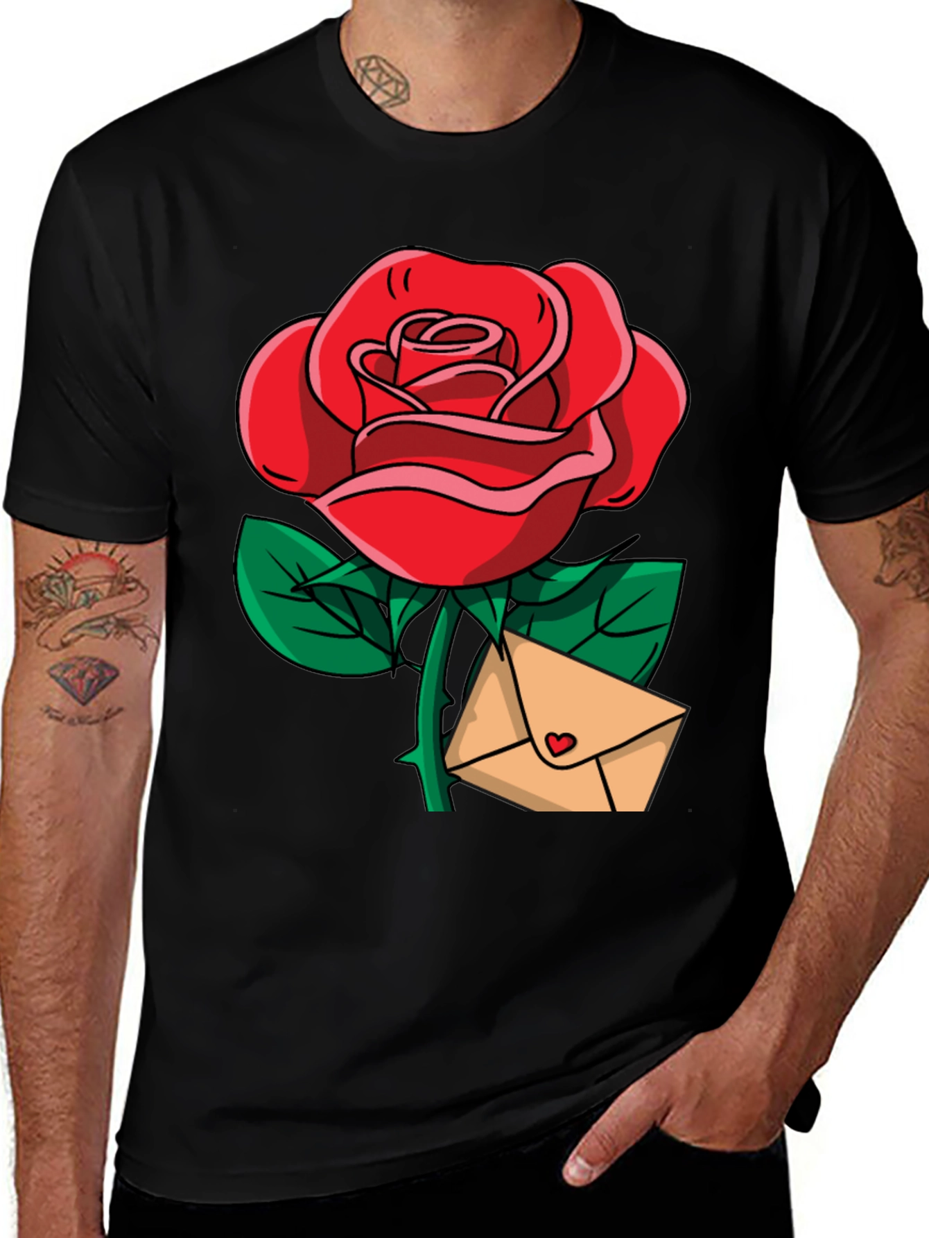 Variant 17 of Romantic Rose & Love Letter Graphic T-Shirt