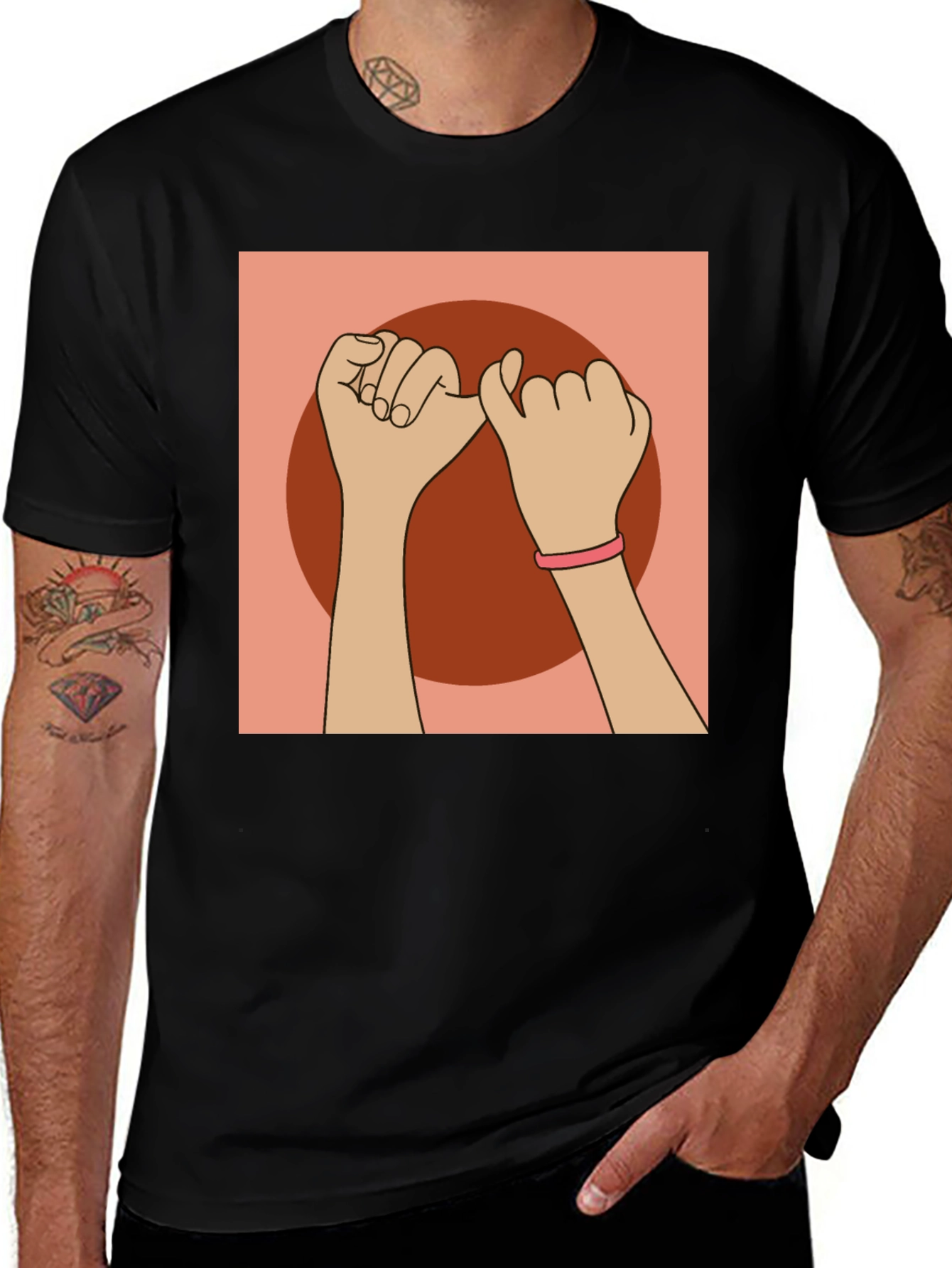 Variant 18 of Pinky Promise Graphic Black Tee - Friendship Forever