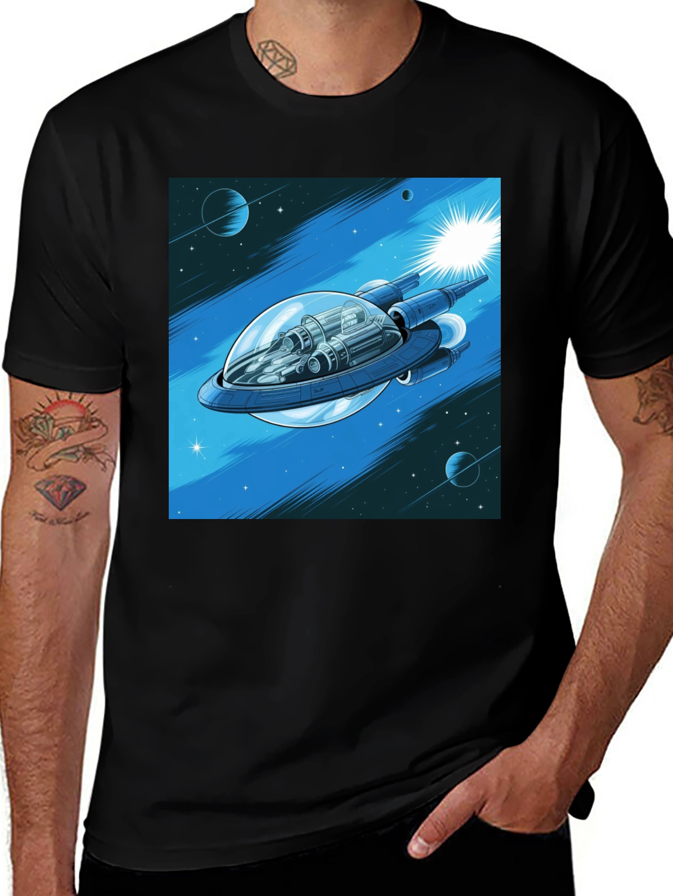 Variant 3 of Sci-Fi Spaceship Graphic T-Shirt
