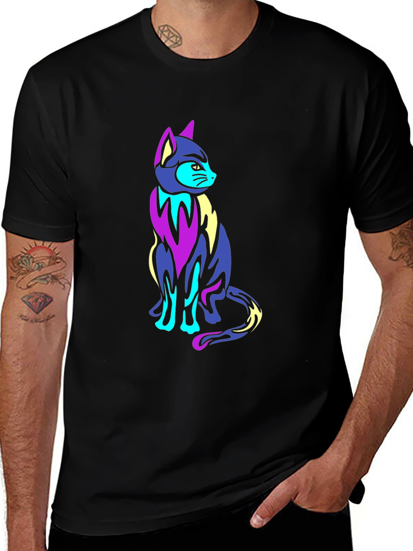 Variant 18 of Cool Cat Graphic T-Shirt - Black