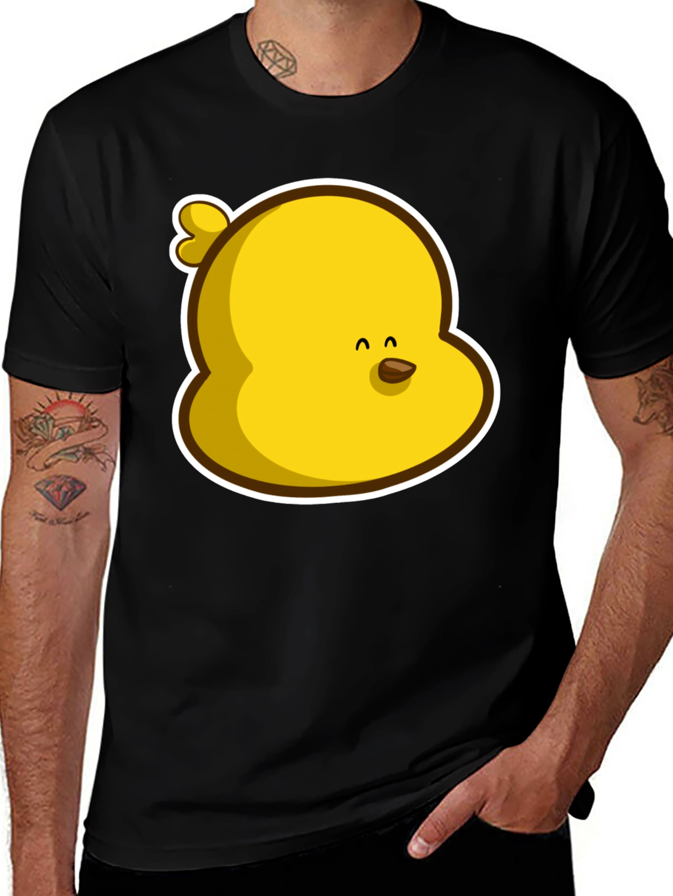 Variant 13 of Cute Yellow Chick Graphic Print Black T-Shirt