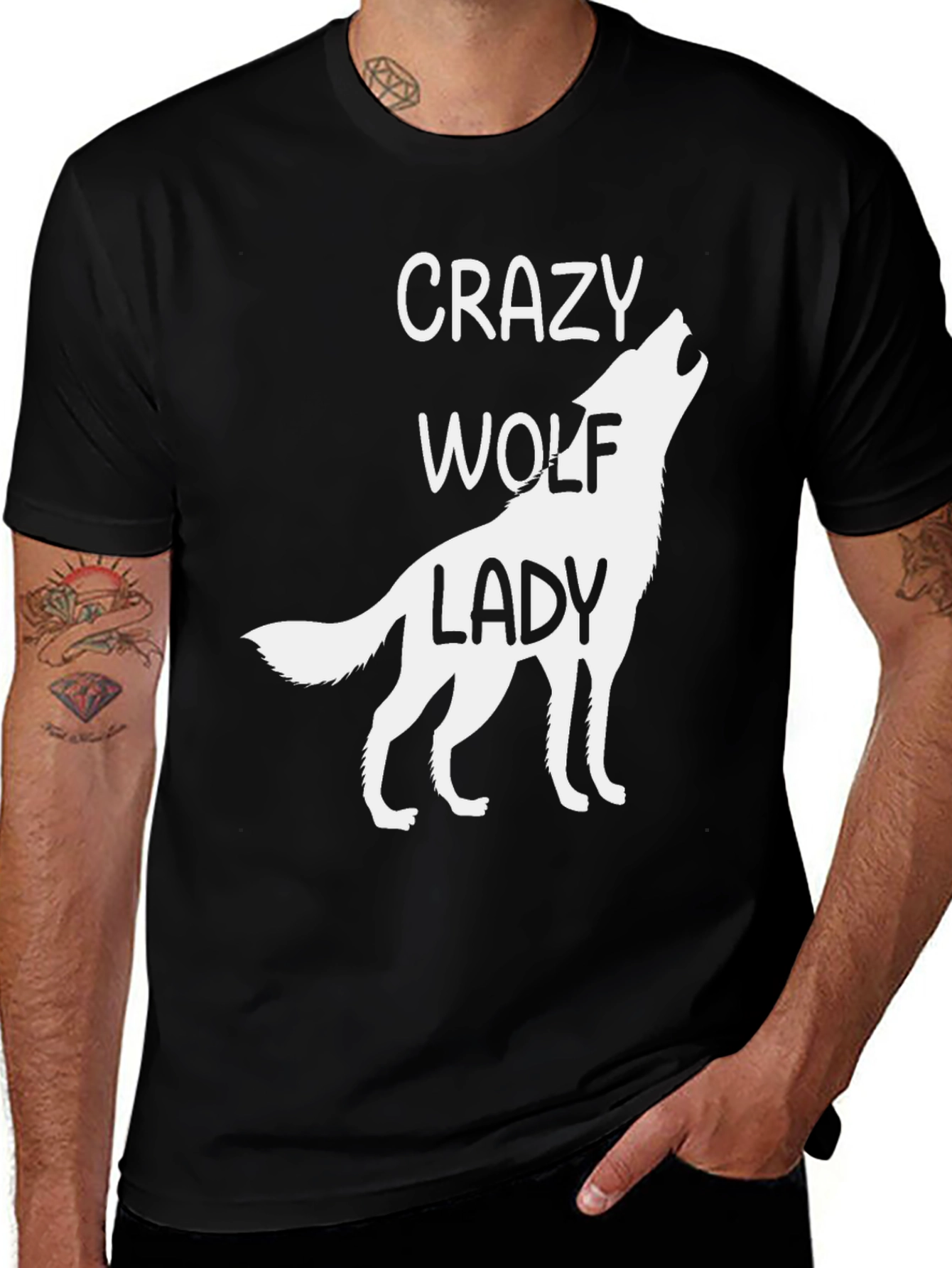 Variant 28 of Crazy Wolf Lady Graphic Tee - Unisex Cotton T-Shirt