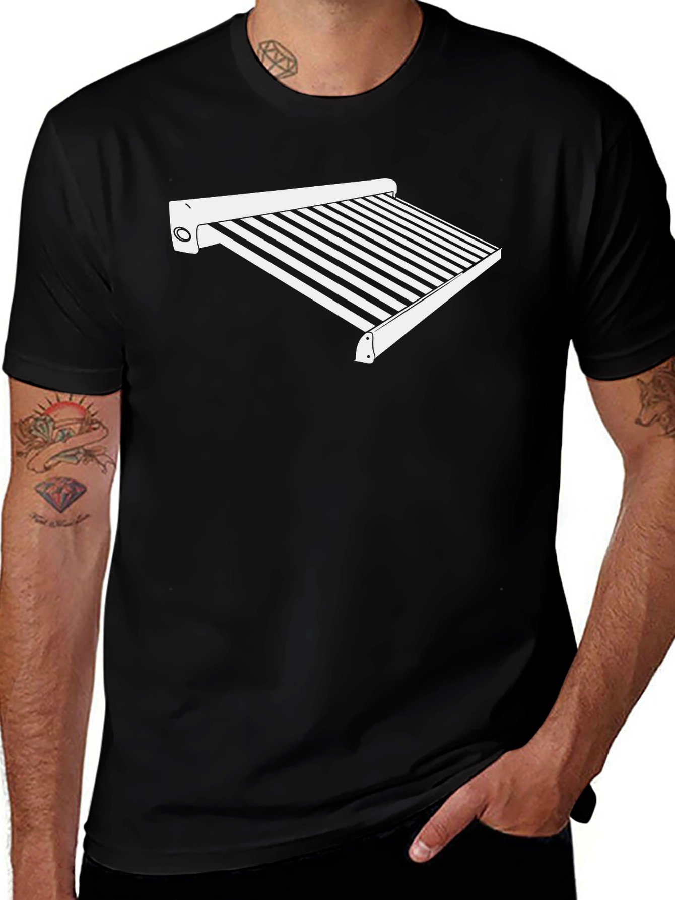Variant 13 of Striped Awning Graphic Tee - Black