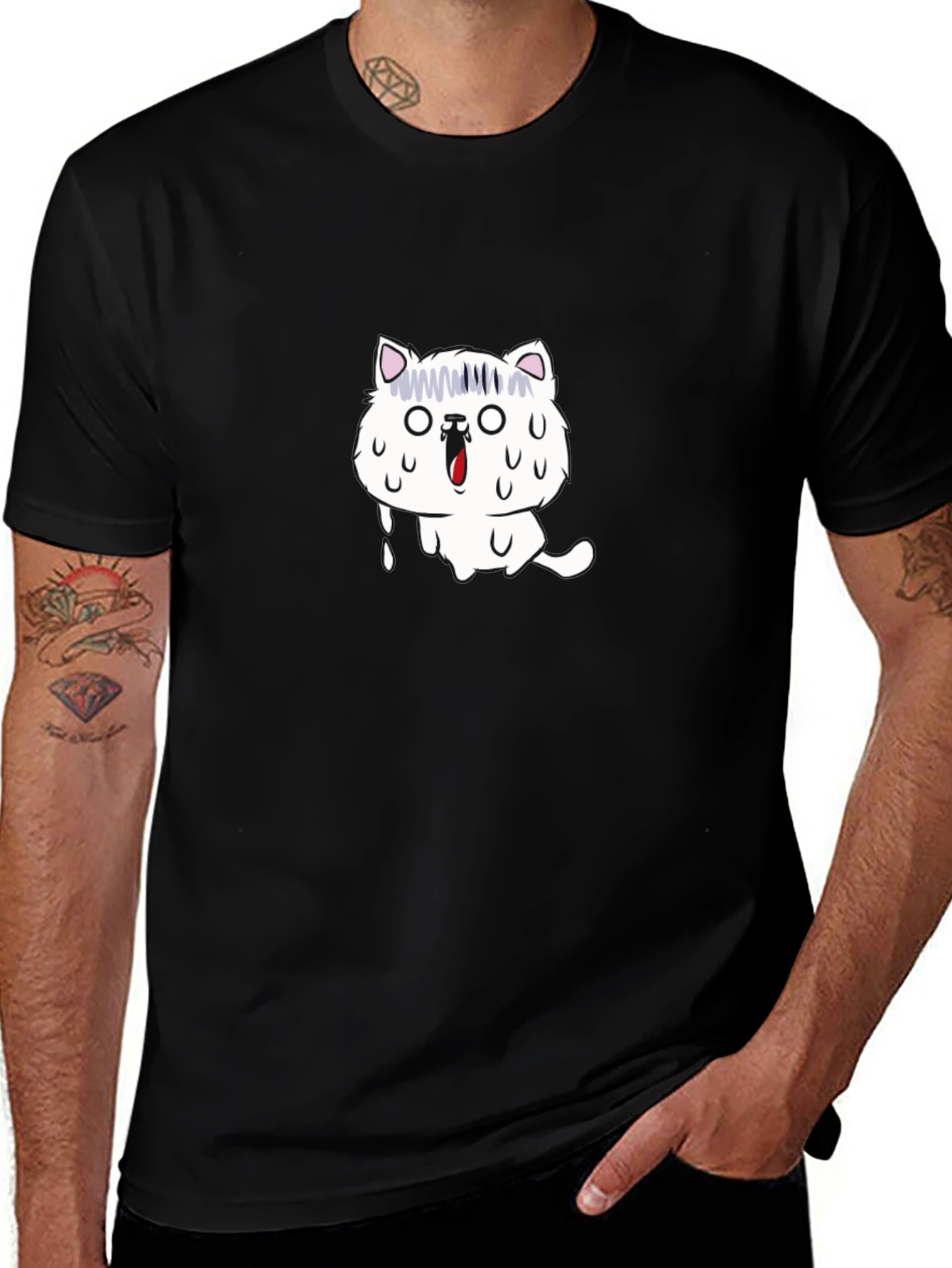 Variant 21 of Funny Cat Graphic Tee - Unisex Black Cotton T-Shirt