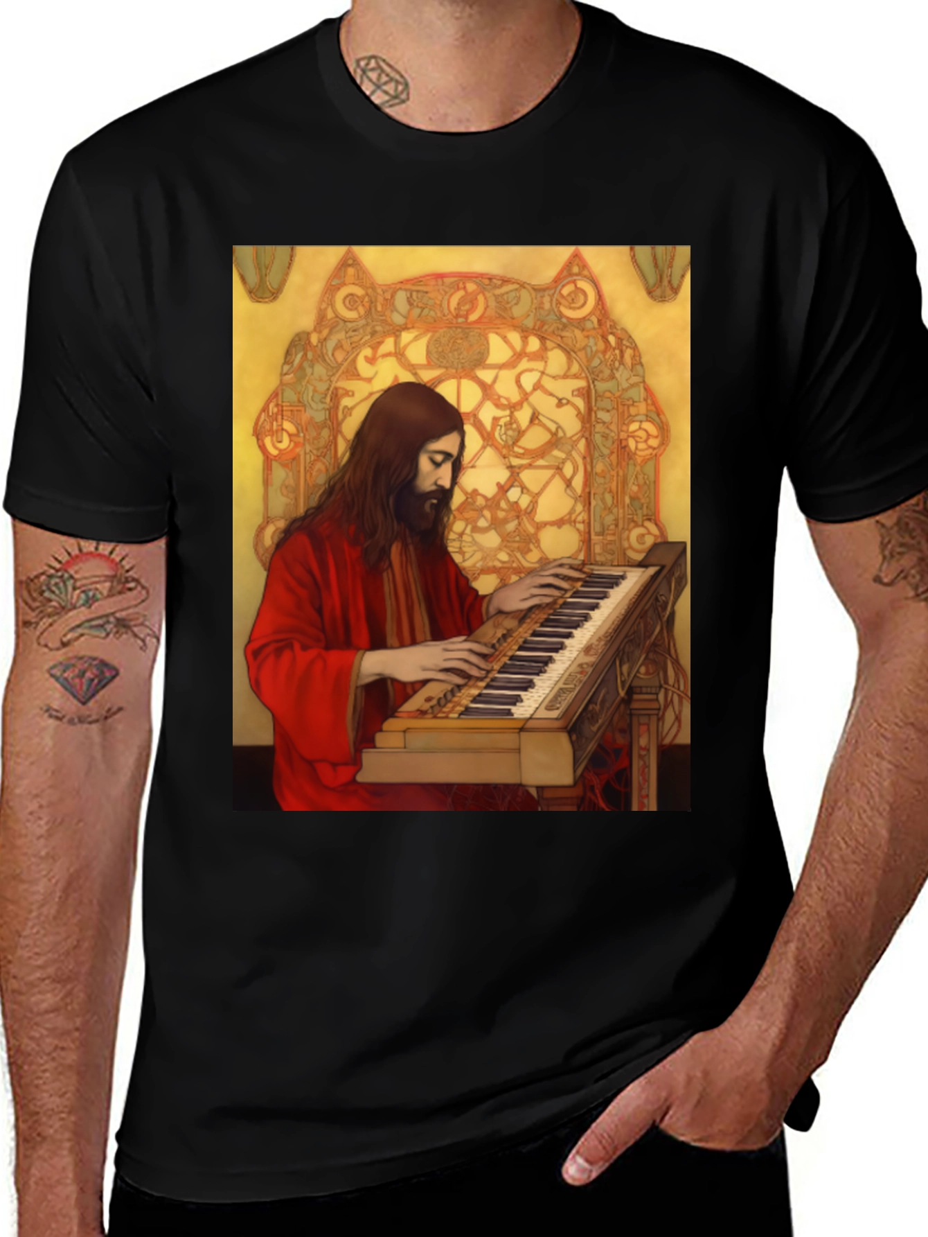 Variant 27 of Jesus on Keyboard Graphic T-Shirt
