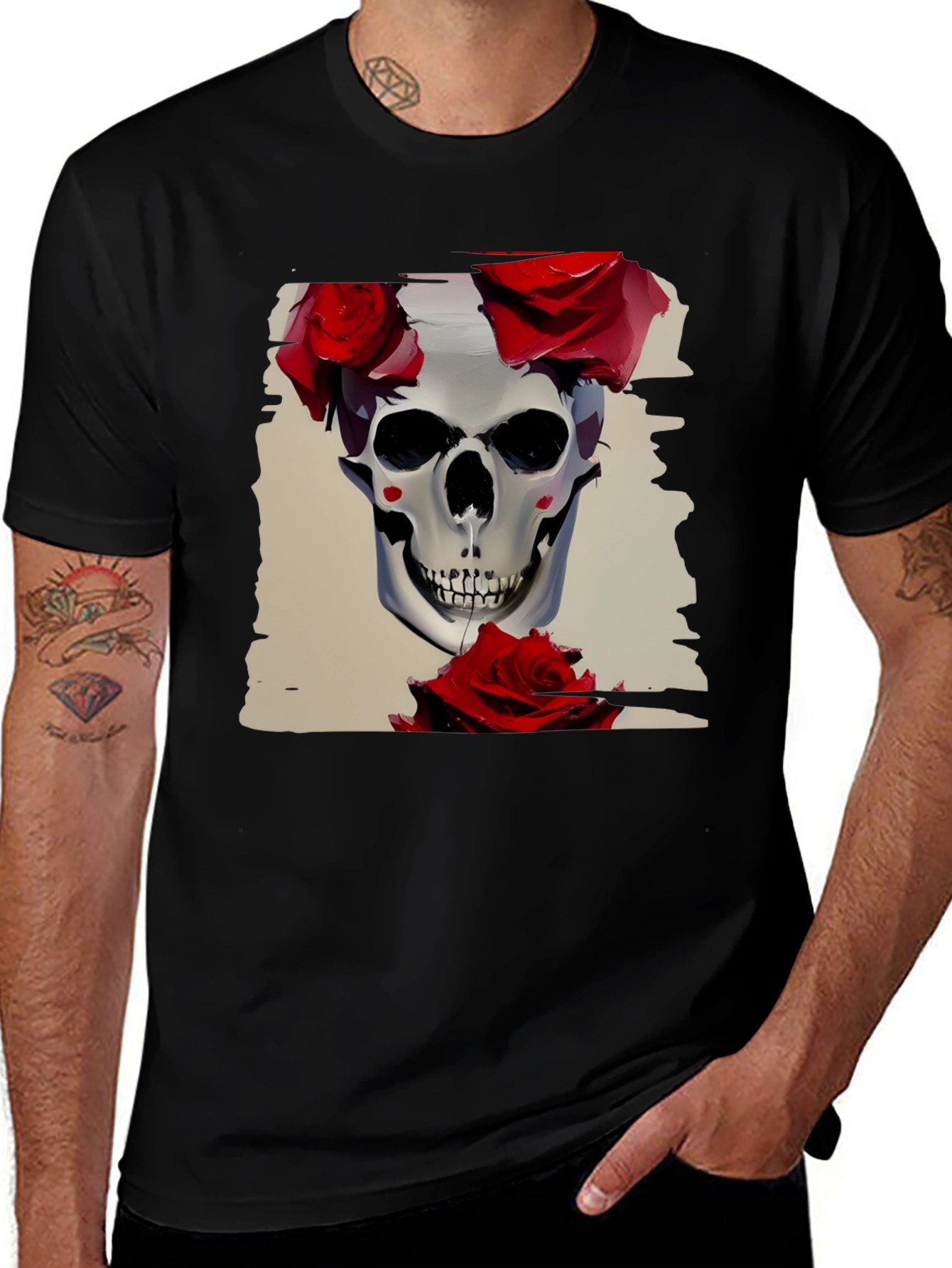 Variant 7 of Skull and Roses Graphic Tee