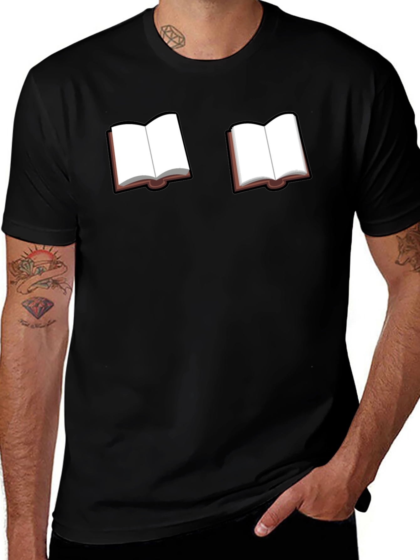 Variant 4 of Bookworm Black Tee - Novelty Book Graphic T-Shirt