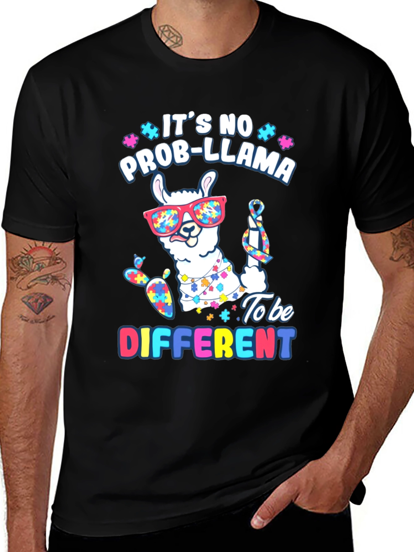 Variant 3 of Autism Awareness Llama T-Shirt - It's No Prob-llama To Be Different