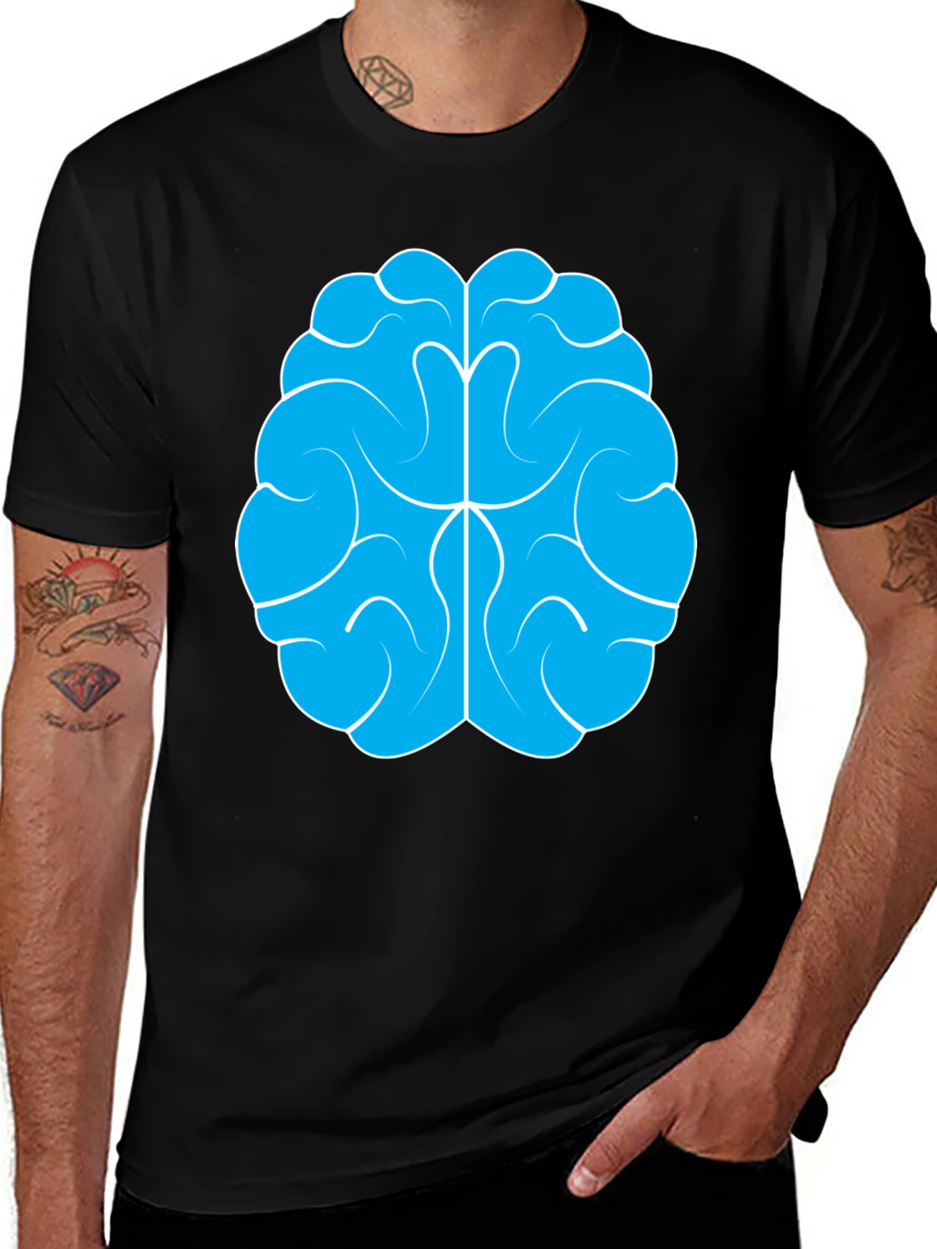 Variant 5 of Brain Graphic Tee - Black Cotton Blend