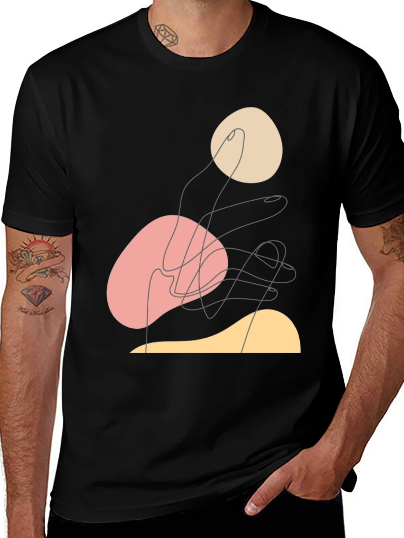Variant 22 of Abstract Graphic Print Black T-Shirt