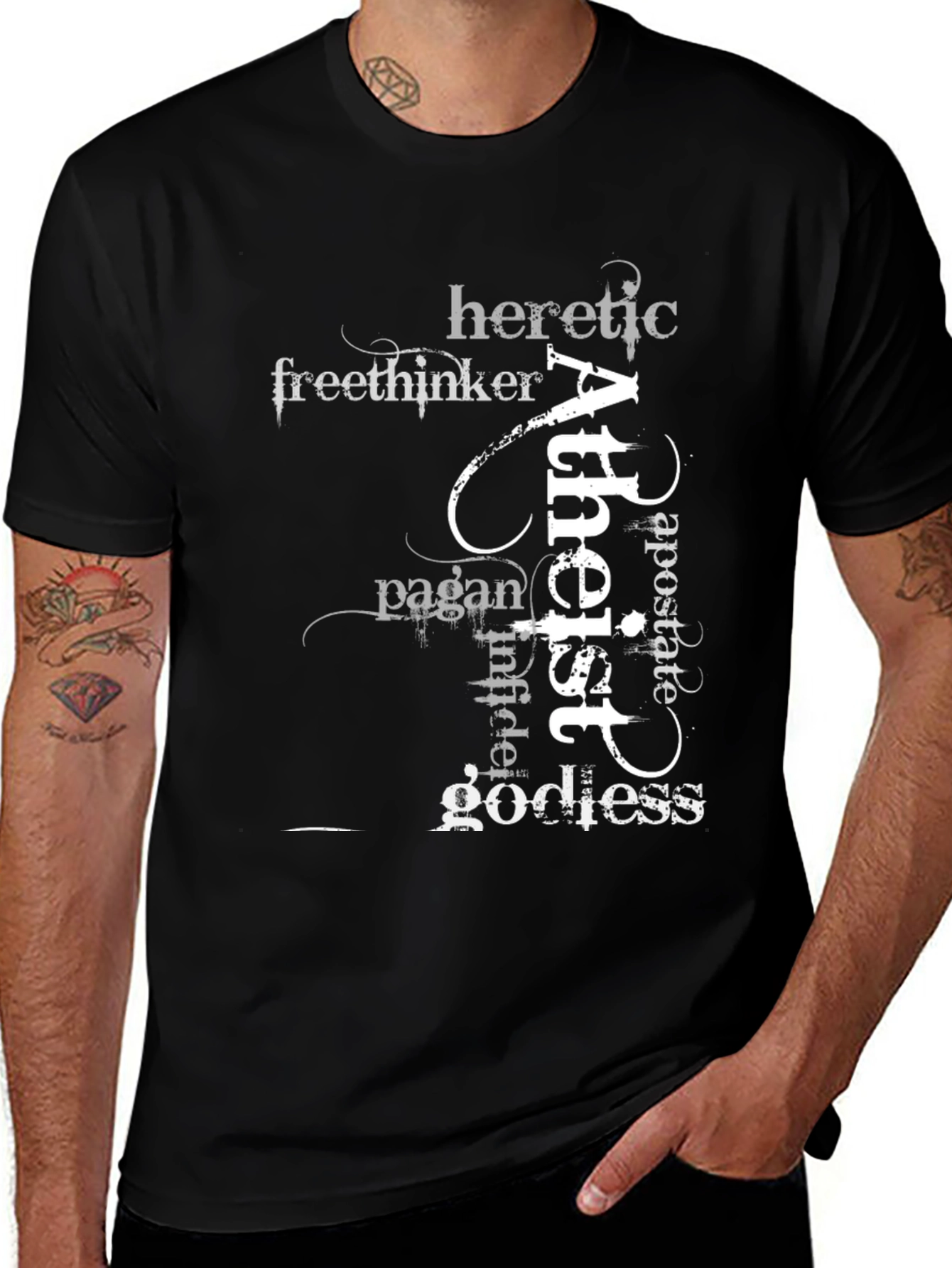 Variant 20 of Atheist Word Art Black T-Shirt