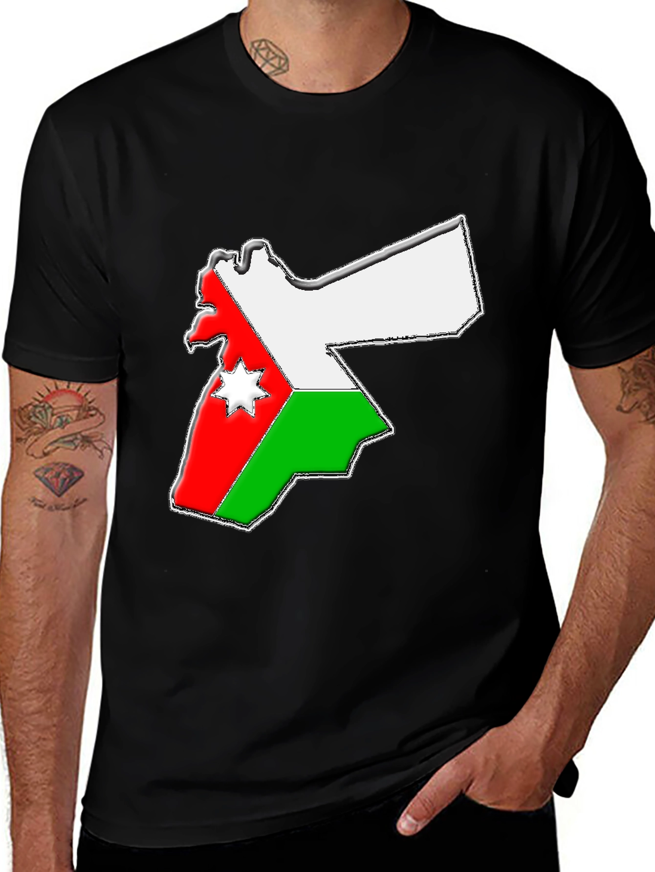 Variant 3 of Jordan Flag Map T-Shirt - Black Tee
