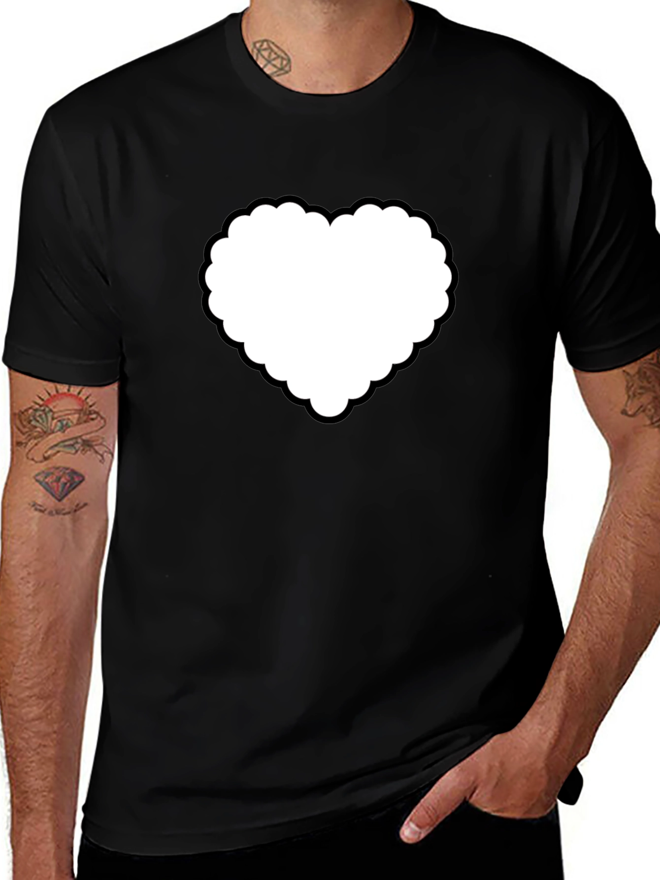 Variant 3 of Heart Graphic Black T-Shirt - Soft Cotton Blend Casual Wear