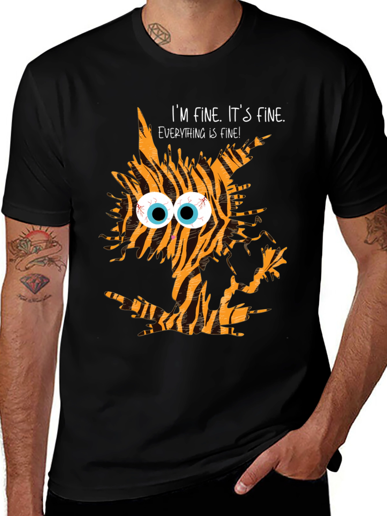 Variant 9 of Funny Graphic Tee - "I'm Fine" Cat T-Shirt
