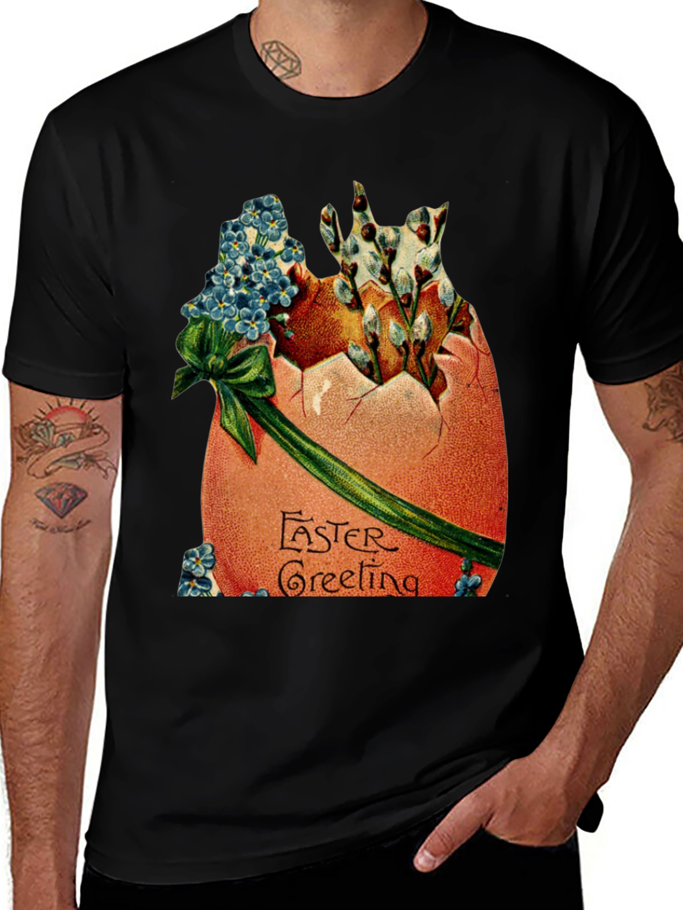 Vintage Easter Greeting T-Shirt - Egg & Willow