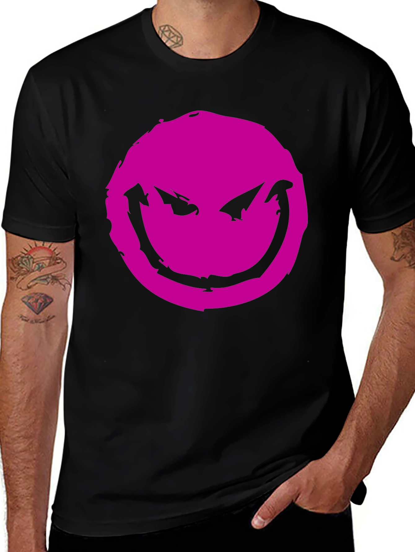 Variant 9 of Evil Smiley Graphic T-Shirt - Casual Black Tee