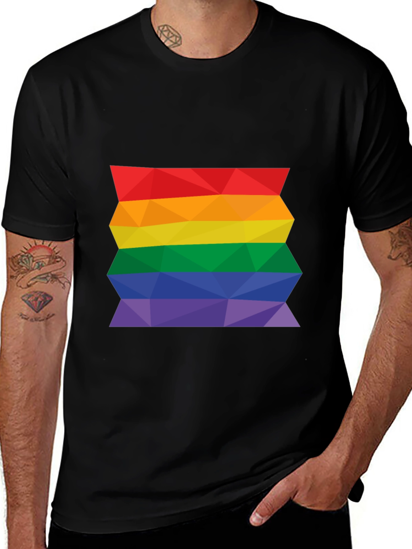 Variant 19 of Geometric Pride Flag T-Shirt - Black