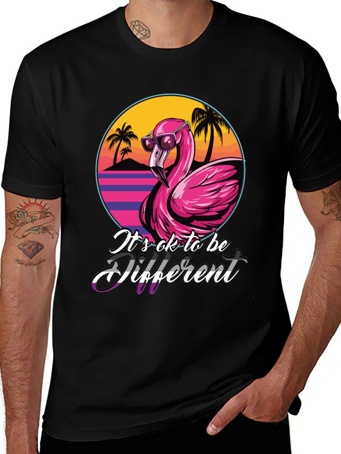 Variant 22 of It's ok to be different T-Shirt, Flamingo Tee