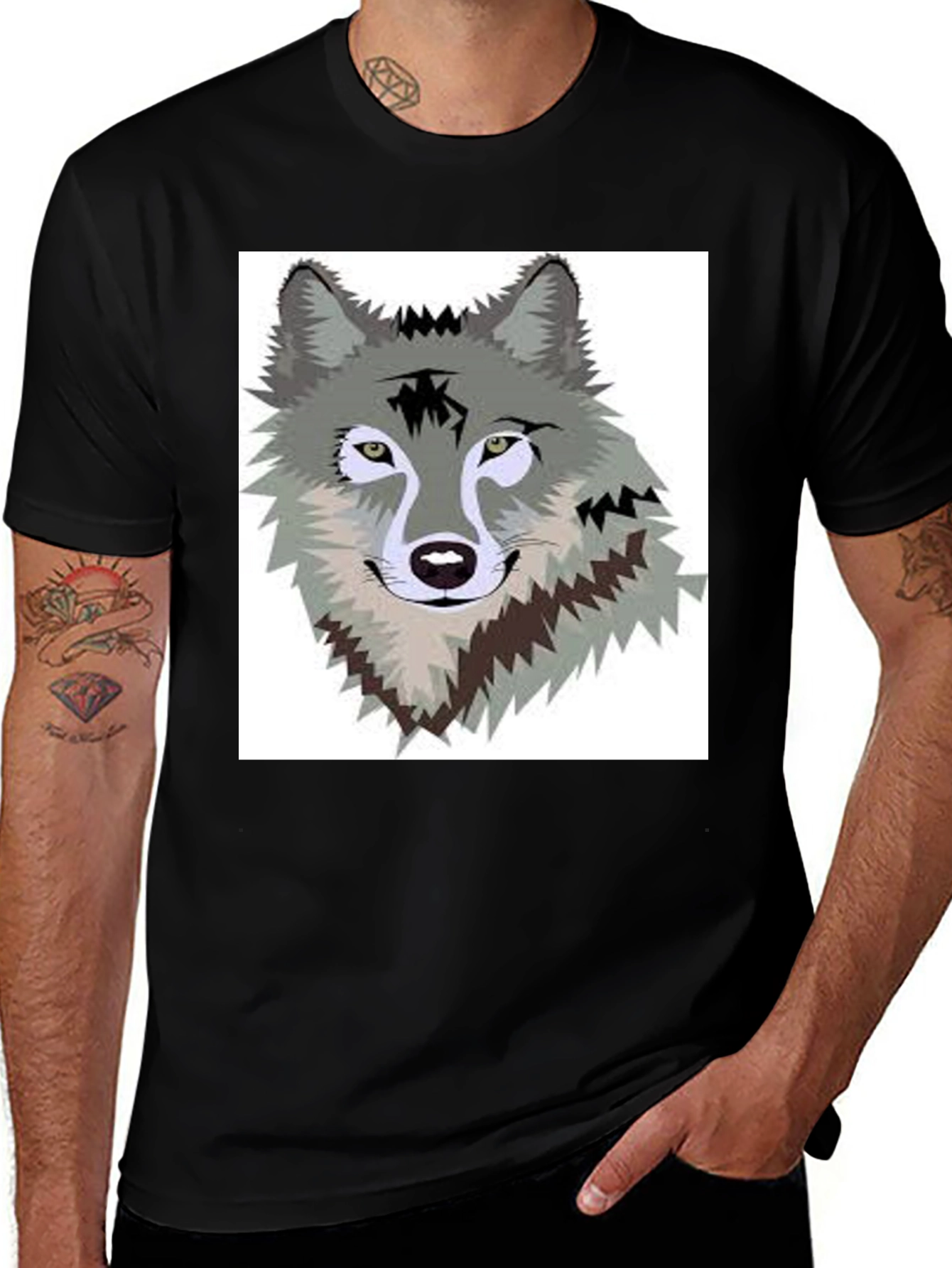 Variant 23 of Wolf Graphic Print Black T-Shirt