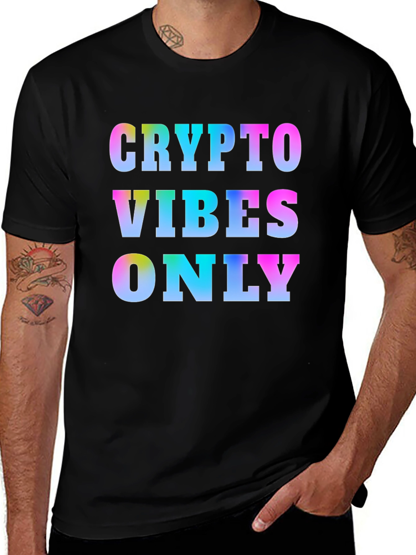 Variant 30 of Crypto Vibes Only Graphic T-Shirt - Men's Black Tee