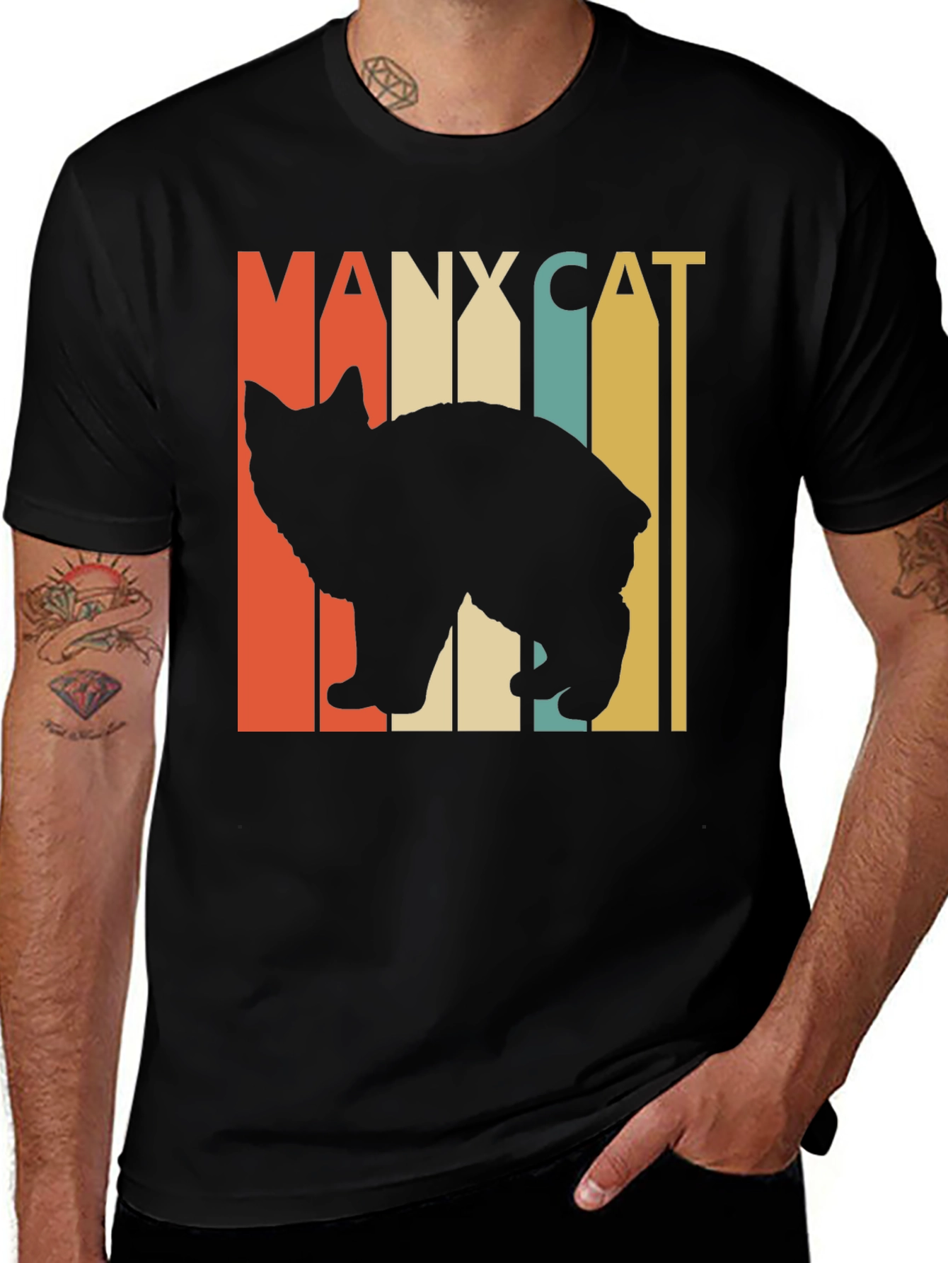 Variant 21 of Manx Cat Retro Style T-Shirt - Vintage Design
