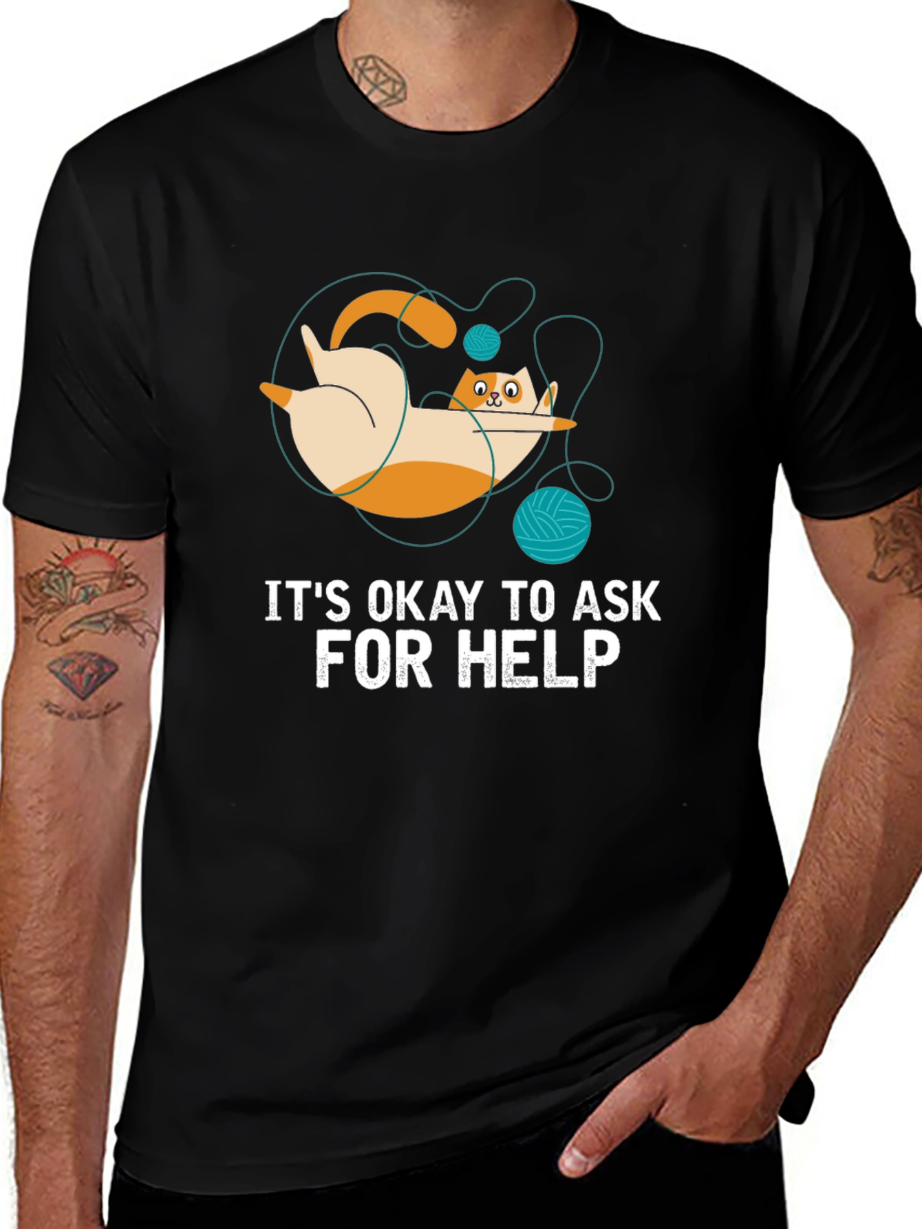 Variant 5 of It's Okay to Ask for Help Cat T-Shirt