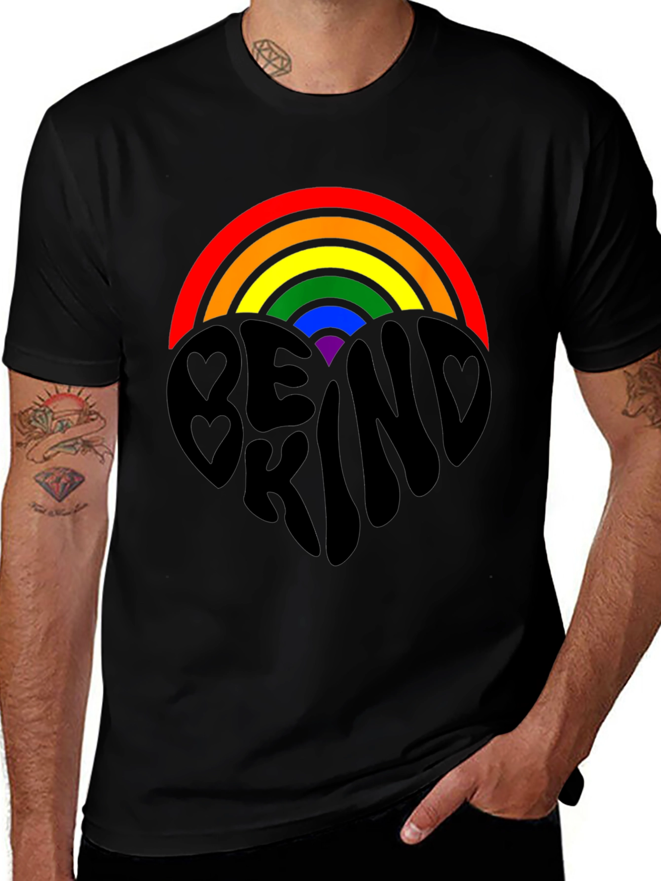 Variant 20 of Be Kind Rainbow Heart Graphic Tee