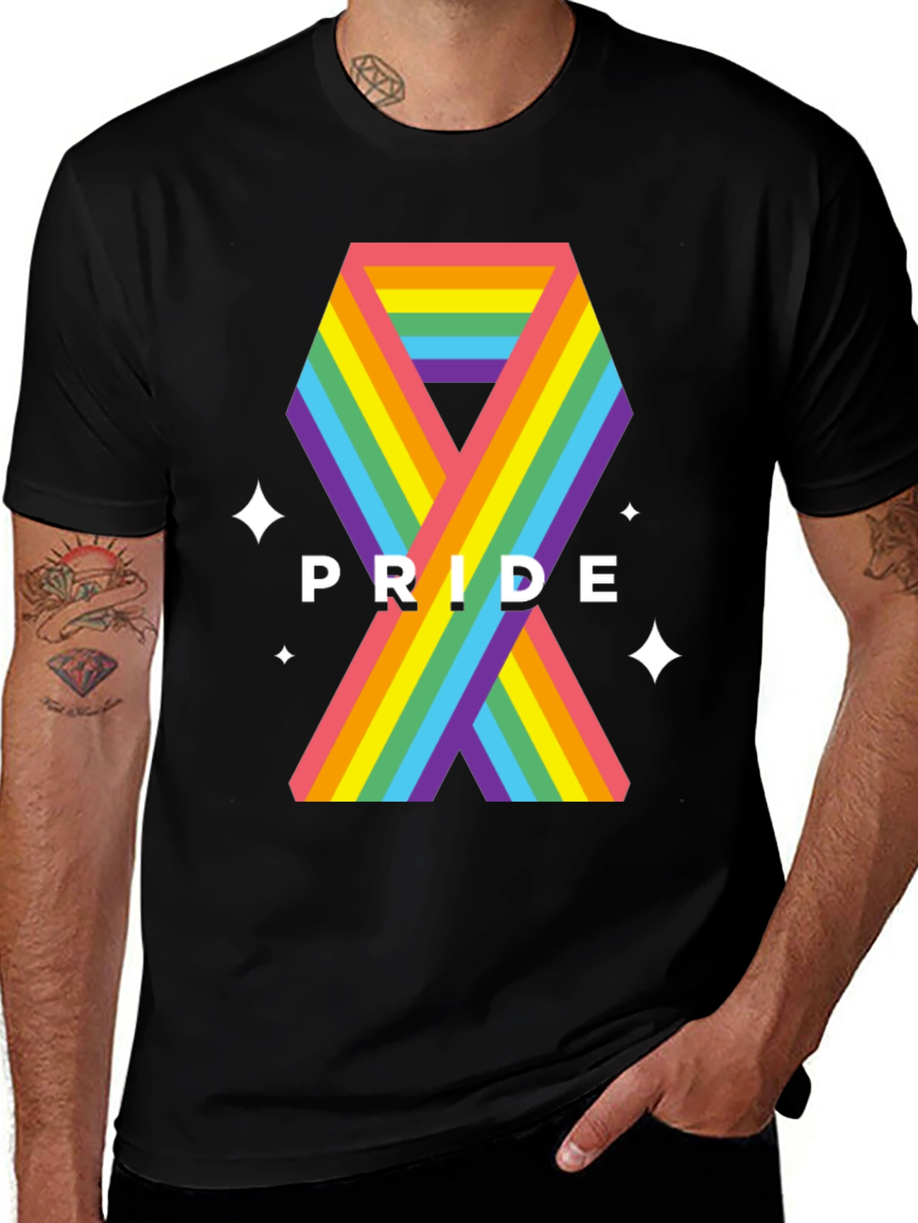 Pride Ribbon Graphic Tee - Black