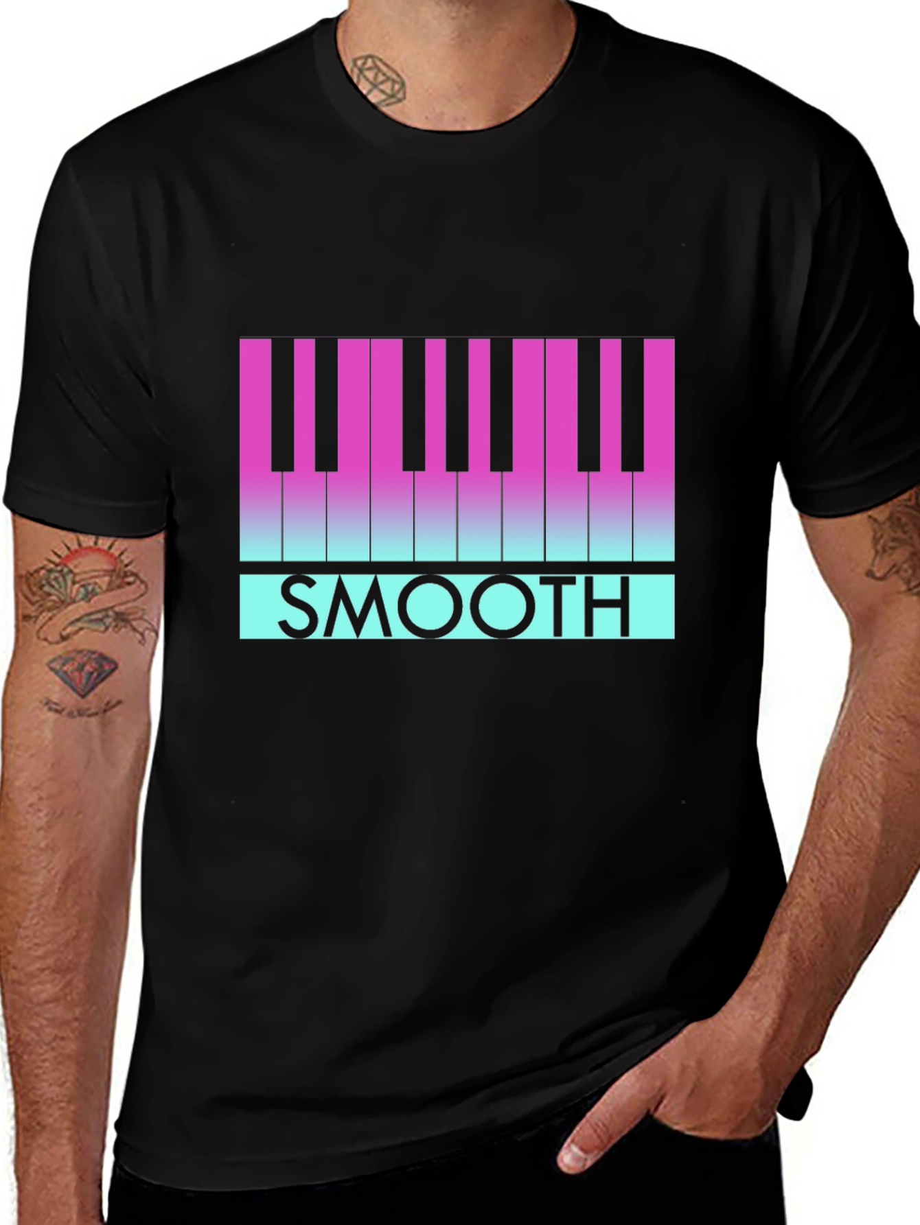 Variant 17 of Retro Smooth Piano Keys Graphic T-Shirt