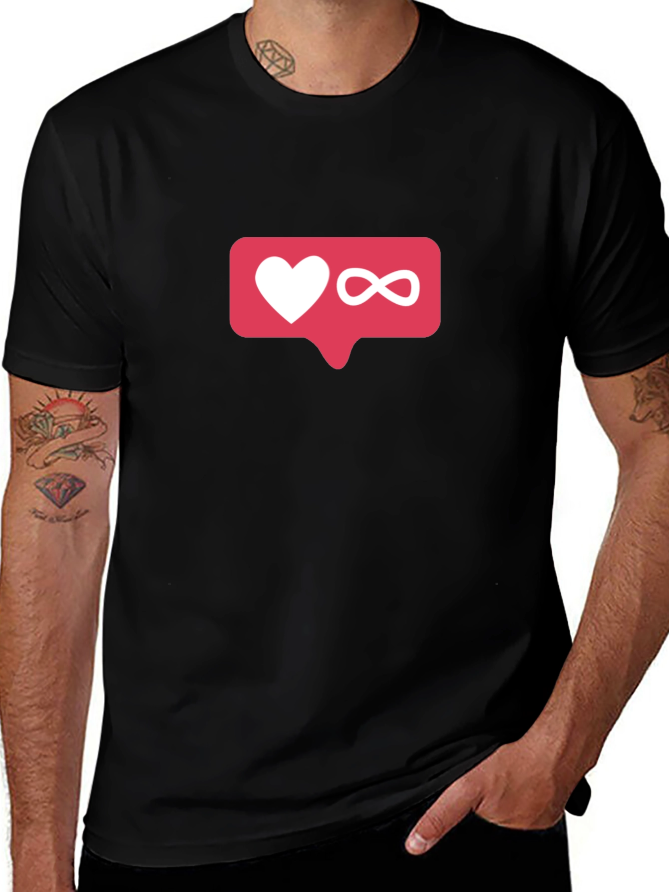 Variant 18 of Love Infinity Graphic T-Shirt - Trendy Black Tee