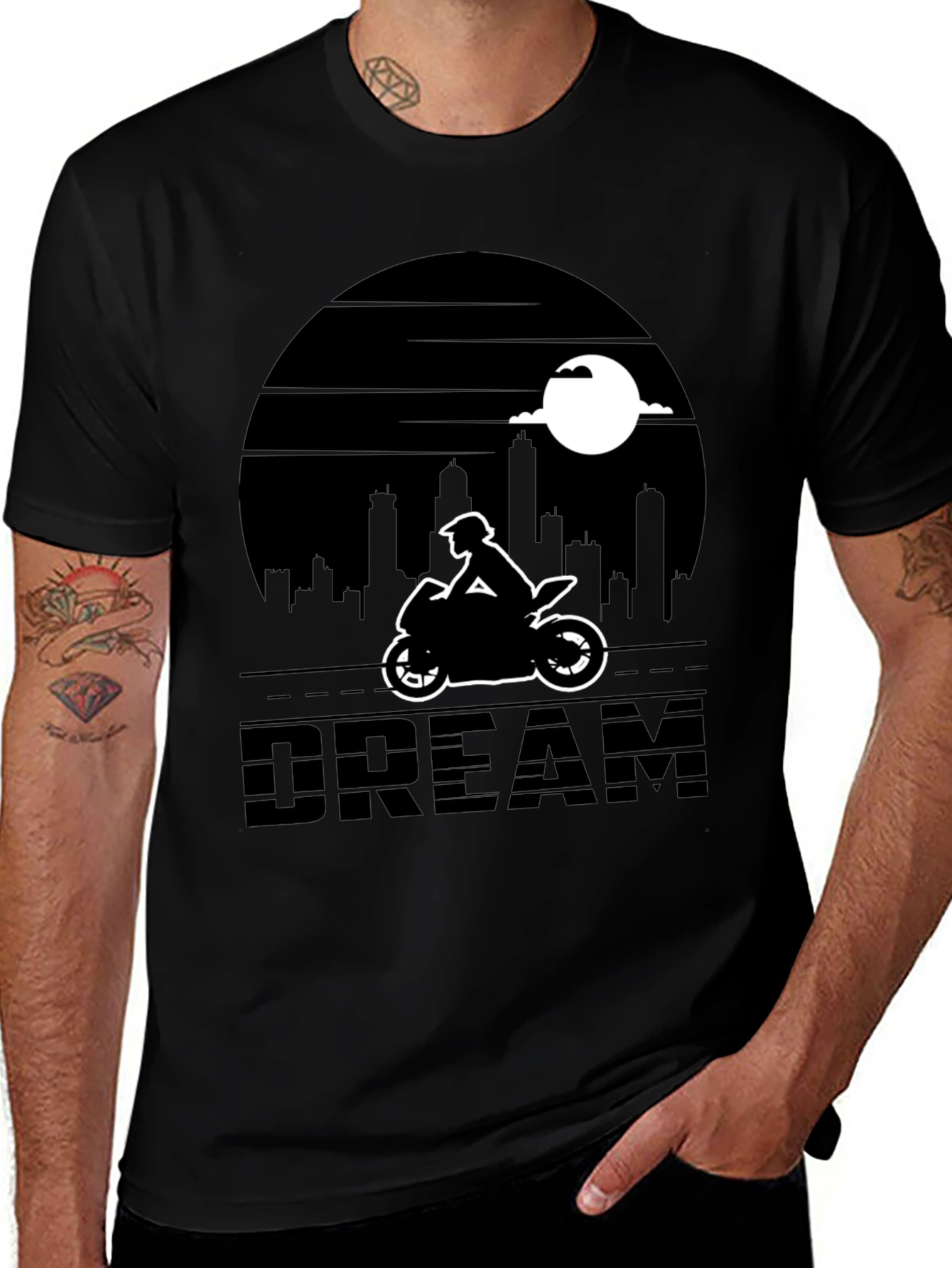 Variant 9 of Motorcycle Dream T-Shirt - Cityscape Rider Tee