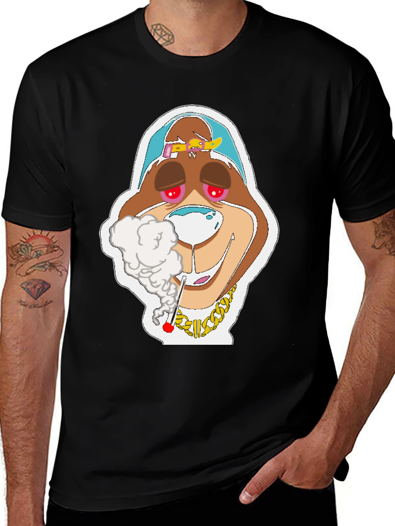 Cartoon Bear Smoking T-Shirt