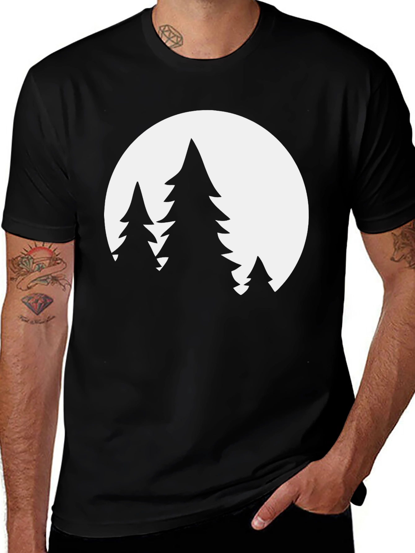 Variant 23 of Nature Scene Graphic Tee - Black Cotton Blend